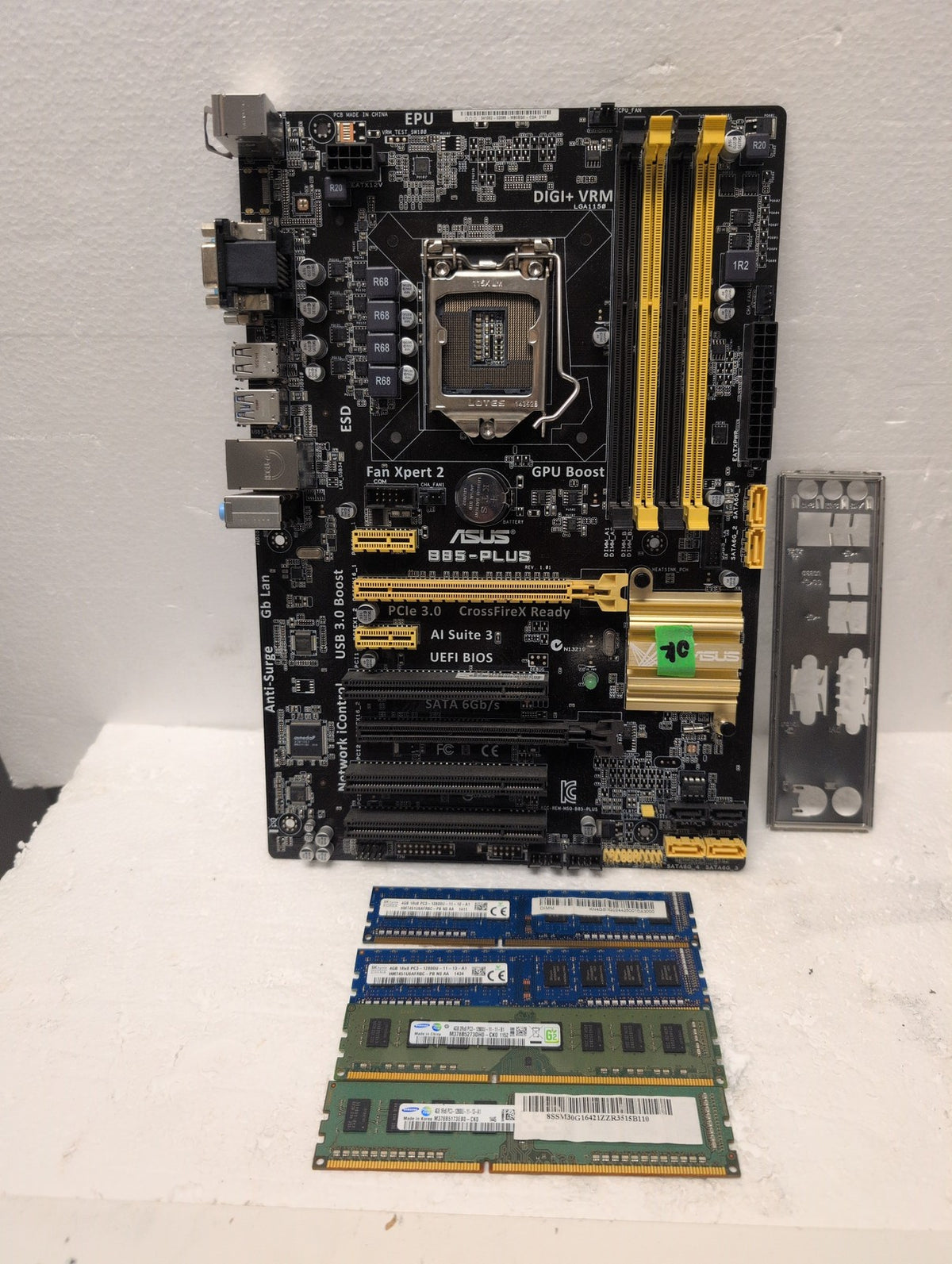 🎸 ASUS B85-PLUS LGA1150 Motherboard w/ I/O Shield, 16GB DDR3 RAM Bundle Tested