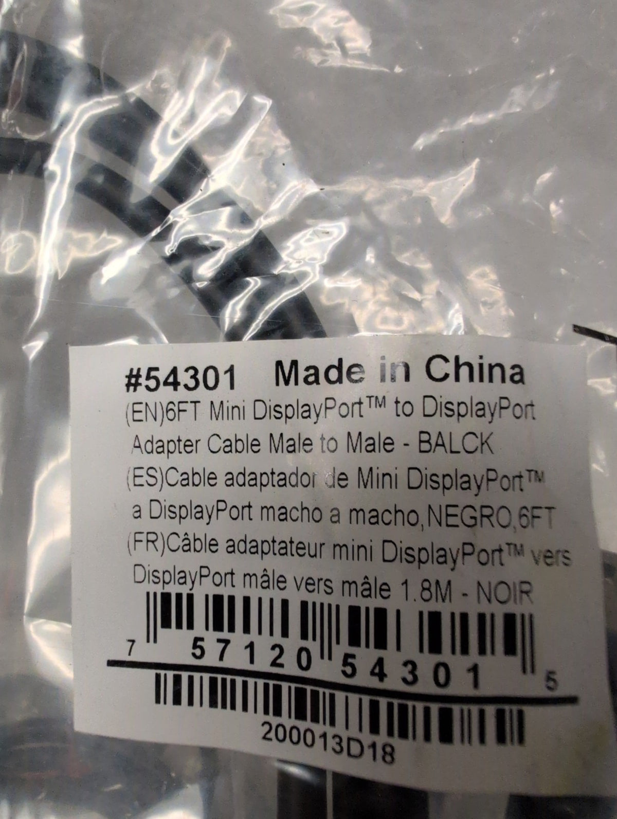 NEW 15x 54301 Mini DisplayPort to DisplayPort Adapter Cable Male to Male 6ft   -