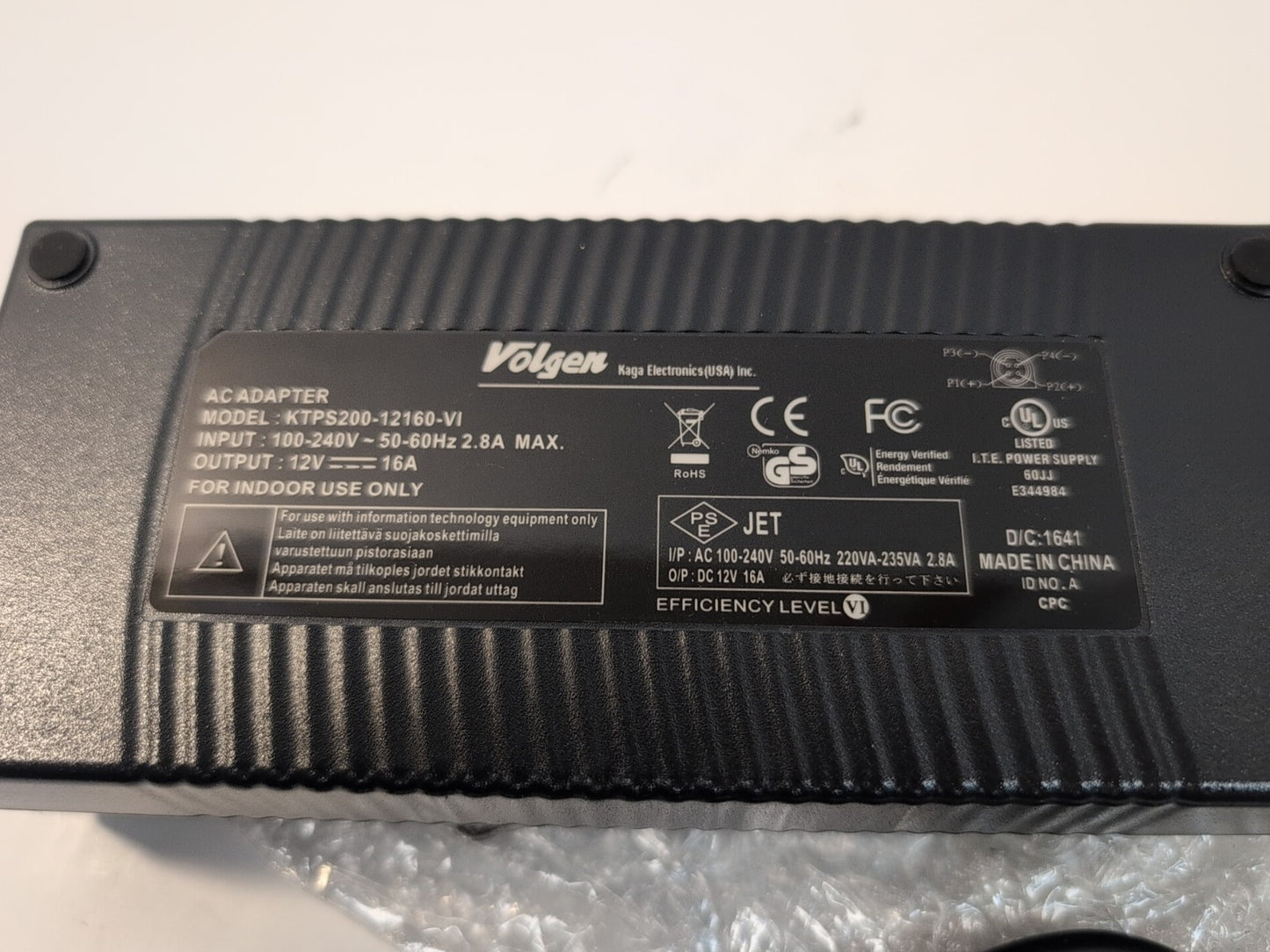 Unused Volgen KTPS200-12160-VI 12V 16A 4Pin Transformer Power Charger -