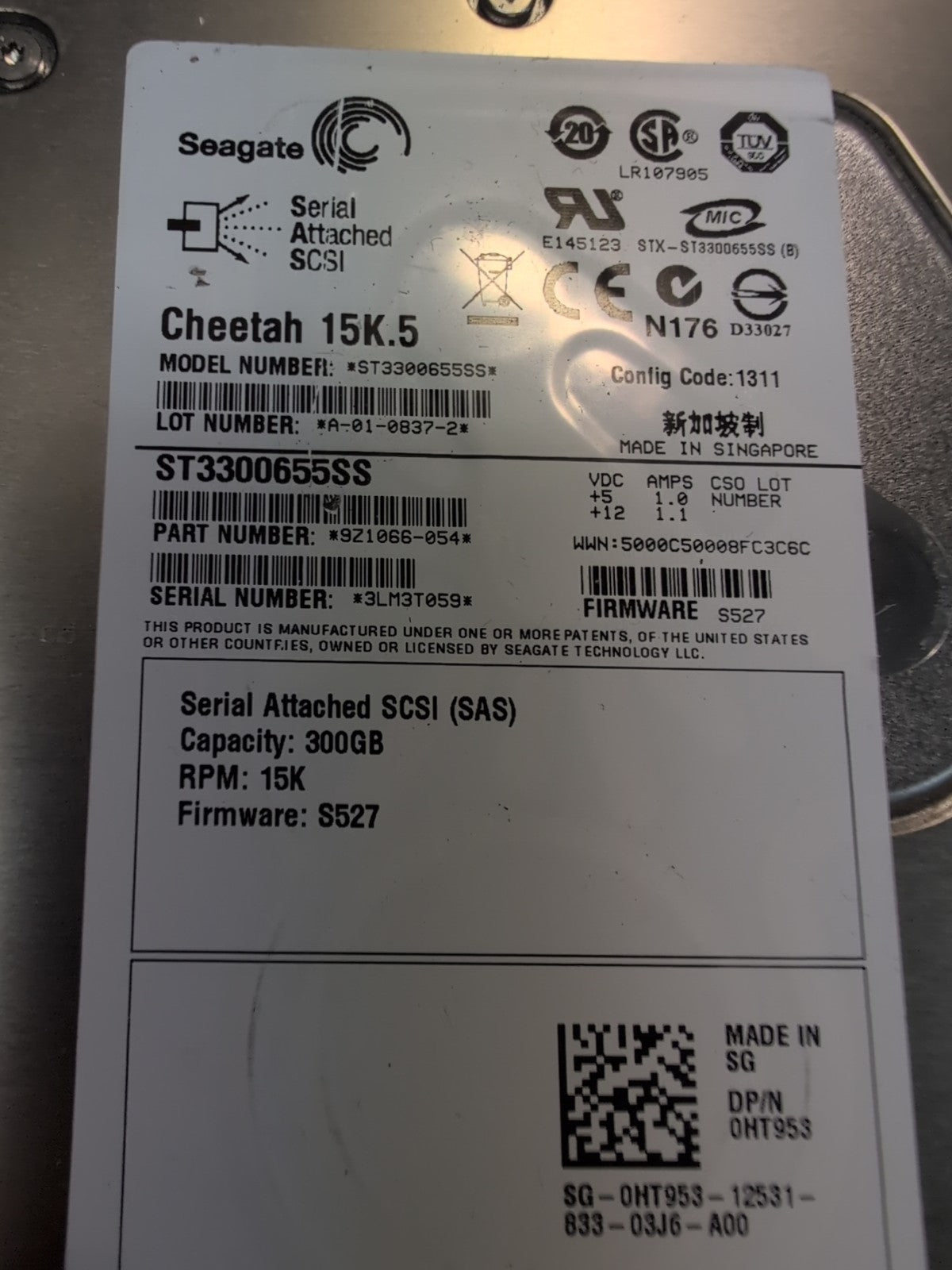 🔥   DELL HT953 ST3300655SS 300GB 15K 3G 16MB 3.5in SAS Hard Drive -