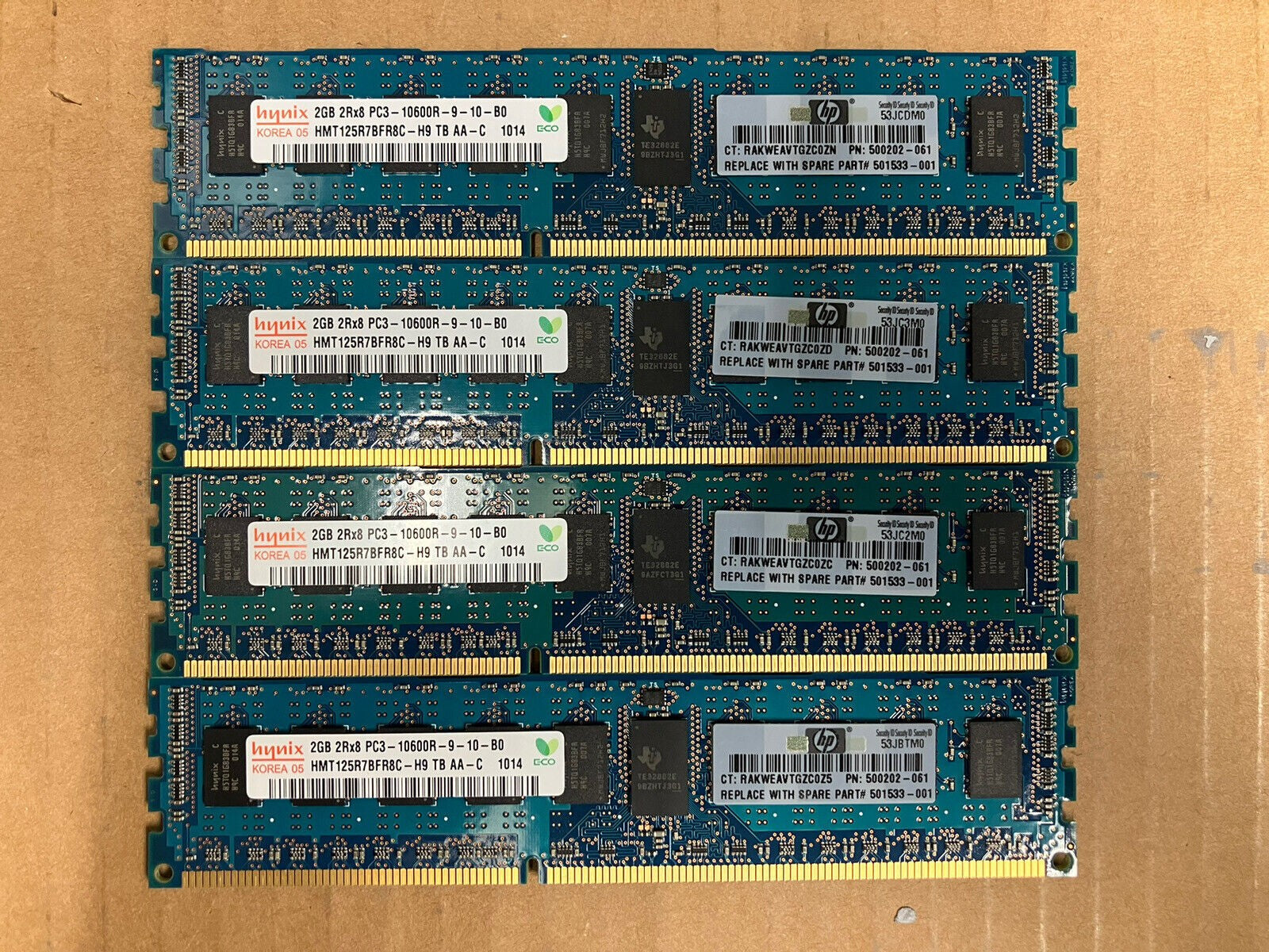 ~ (4x 2GB) Hynix 2Rx8 PC3-10600R HMT125R7BFR8C -H9 DDR3 ECC 500202 SERVER MEMORY