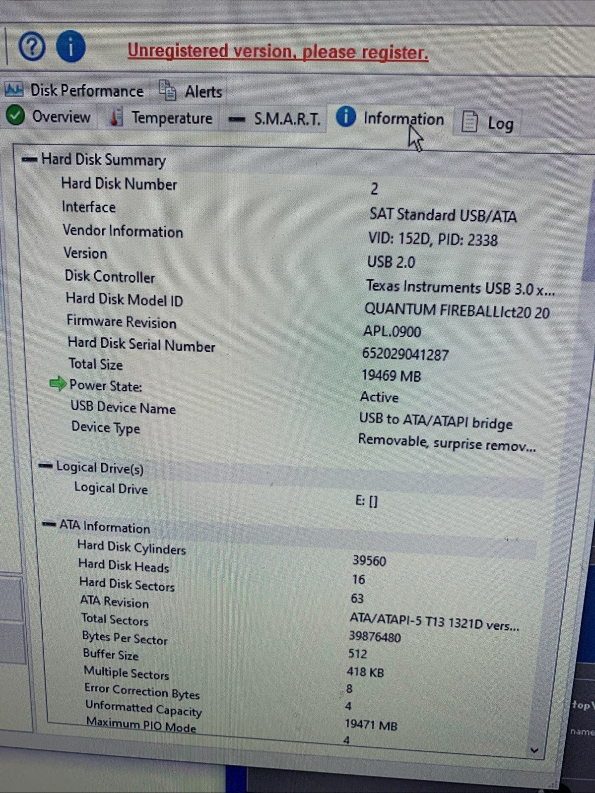 3.5 QUANTUM FIREBALLlct20 20GB IDE  w/ WinXP SP3 installed (1000+ days lifetime)