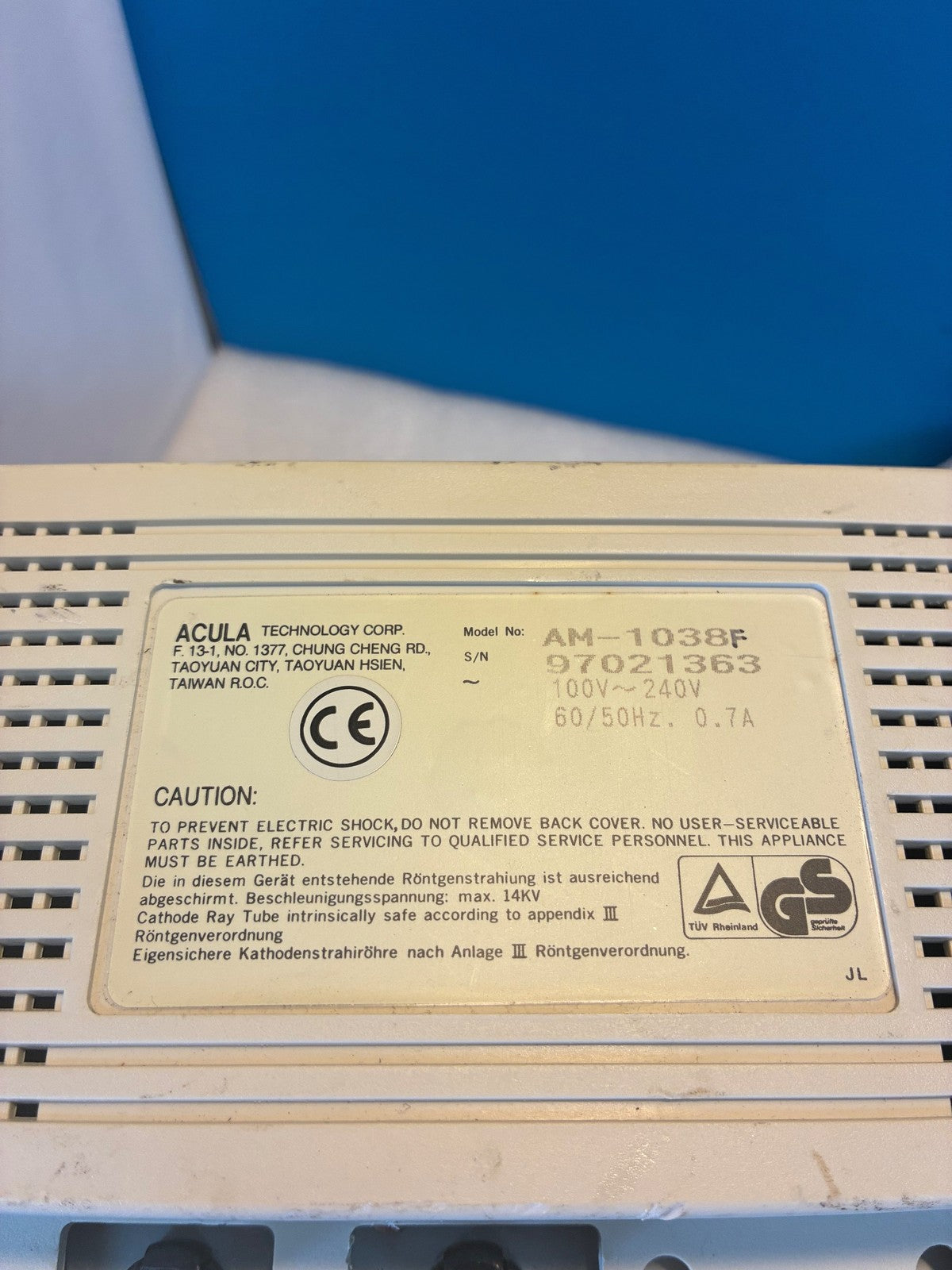 🔥 Acula AM-1038F Vintage CRT Computer Monitor 14in Beige Retro Display