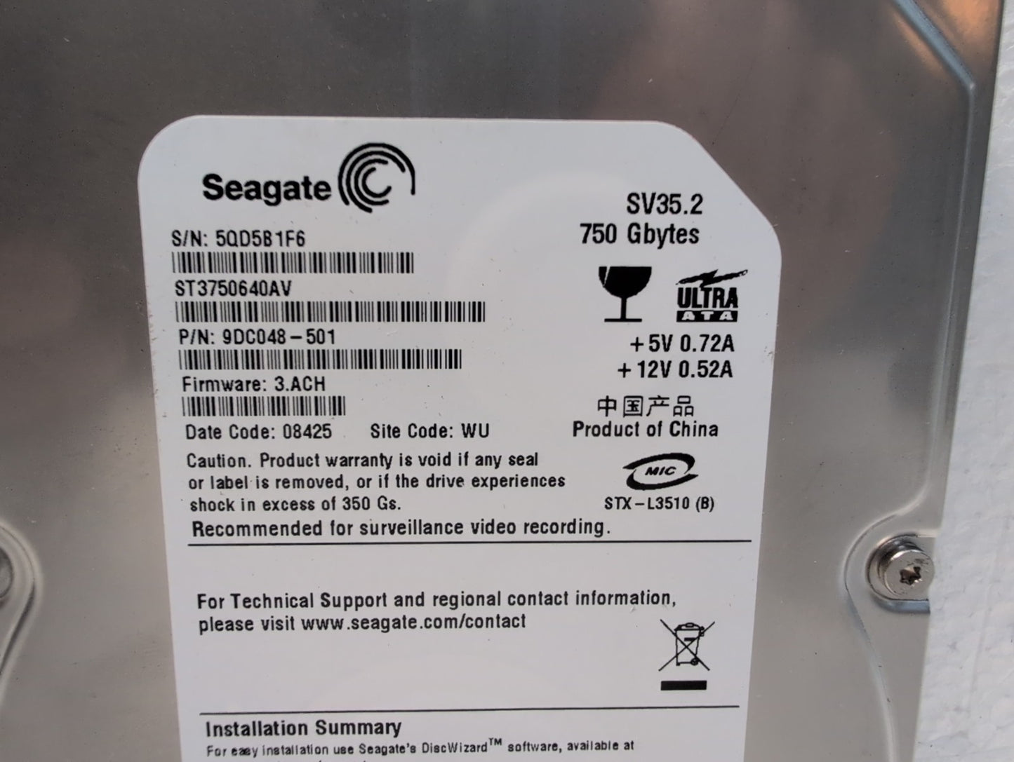 🔥 Seagate ST3750640AV SV35.2 750GB Internal IDE PATA 3.5" Hard Drive Tested -