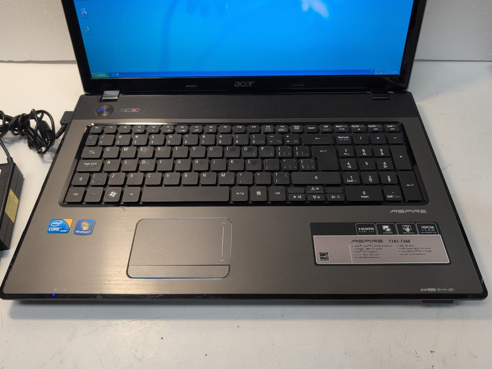 🔥 Acer Aspire 7741  17.1" Laptop Intel i3-M370 CPU/3GB Ram/160GB HDD/WINXP -