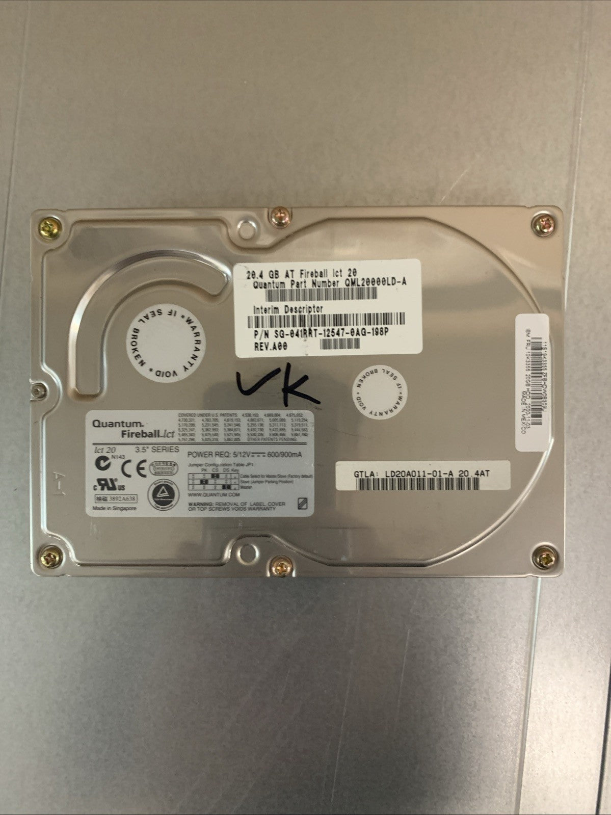 3.5 QUANTUM FIREBALLlct20 20GB IDE  w/ WinXP SP3 installed (1000+ days lifetime)