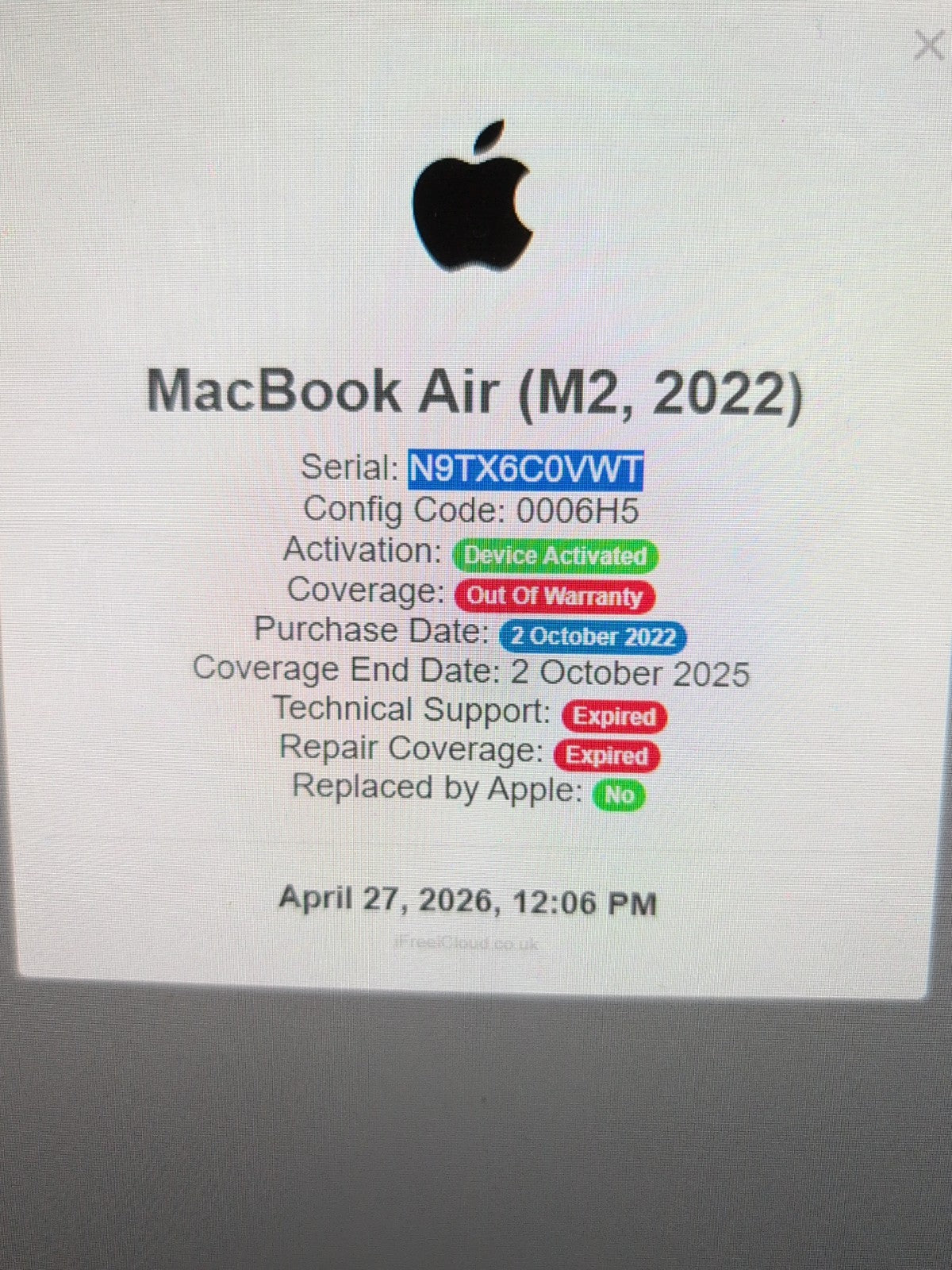 🔥 Apple MacBook Air 13" M2 A2681 Year 2022 (For PARTS Only,  Read Read)