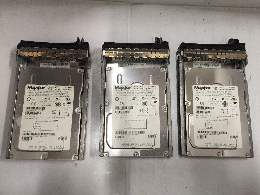+ LOT OF 3  G8774 Dell MAXTOR 300GB 10K SAS 3.5" Hard Drive 0G8774 W/ TRAY @@@