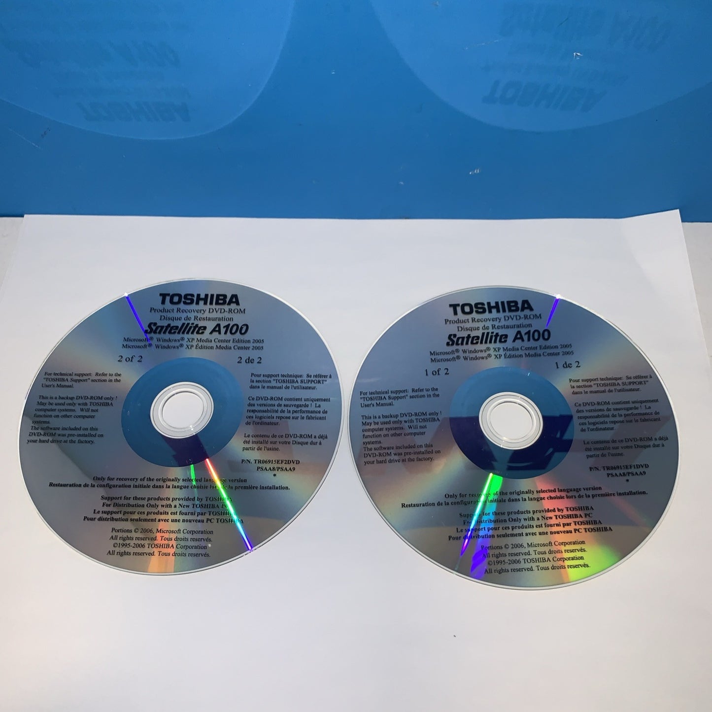 Operating System Windows  XP Recovery CD for Toshiba Satellite A100