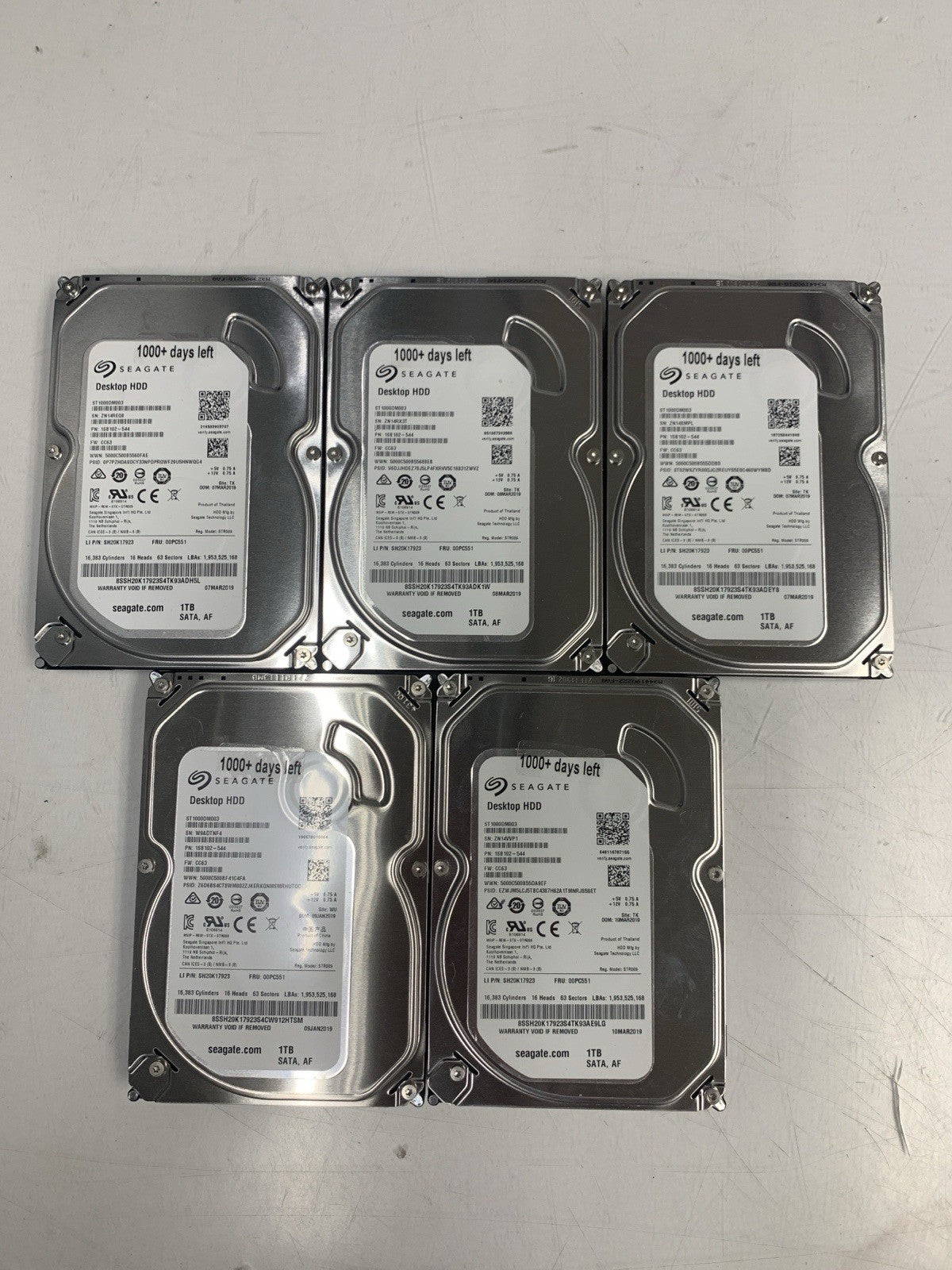 🔥 5x Seagate Barracuda 1TB SATA 7200RPM 3.5" HDD ST1000DM003 (1000 days remain)