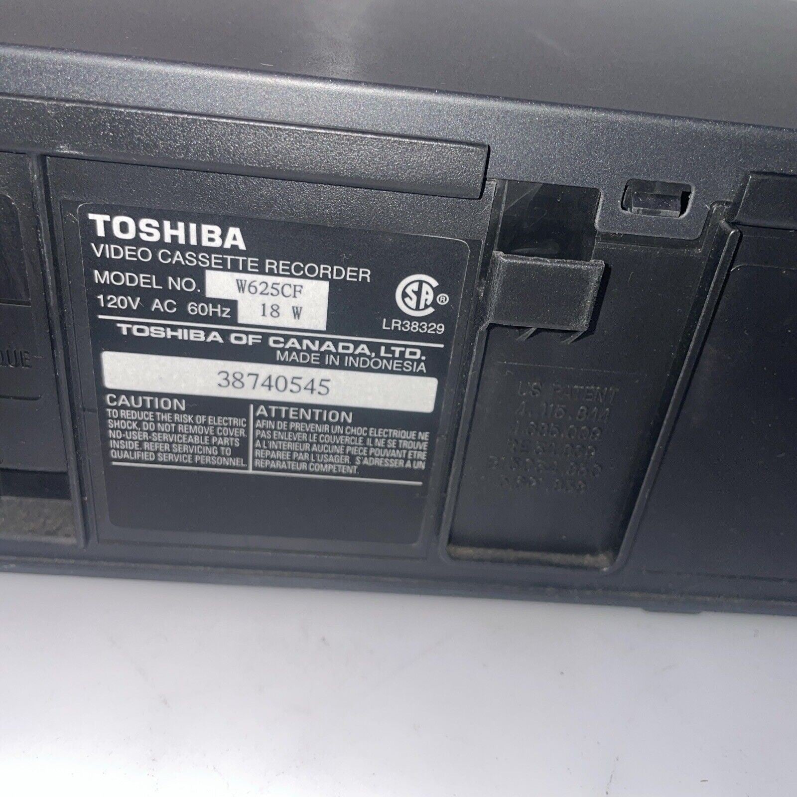 Toshiba W625CF 4 Head VHS VCR Recorder Player (No Remote)