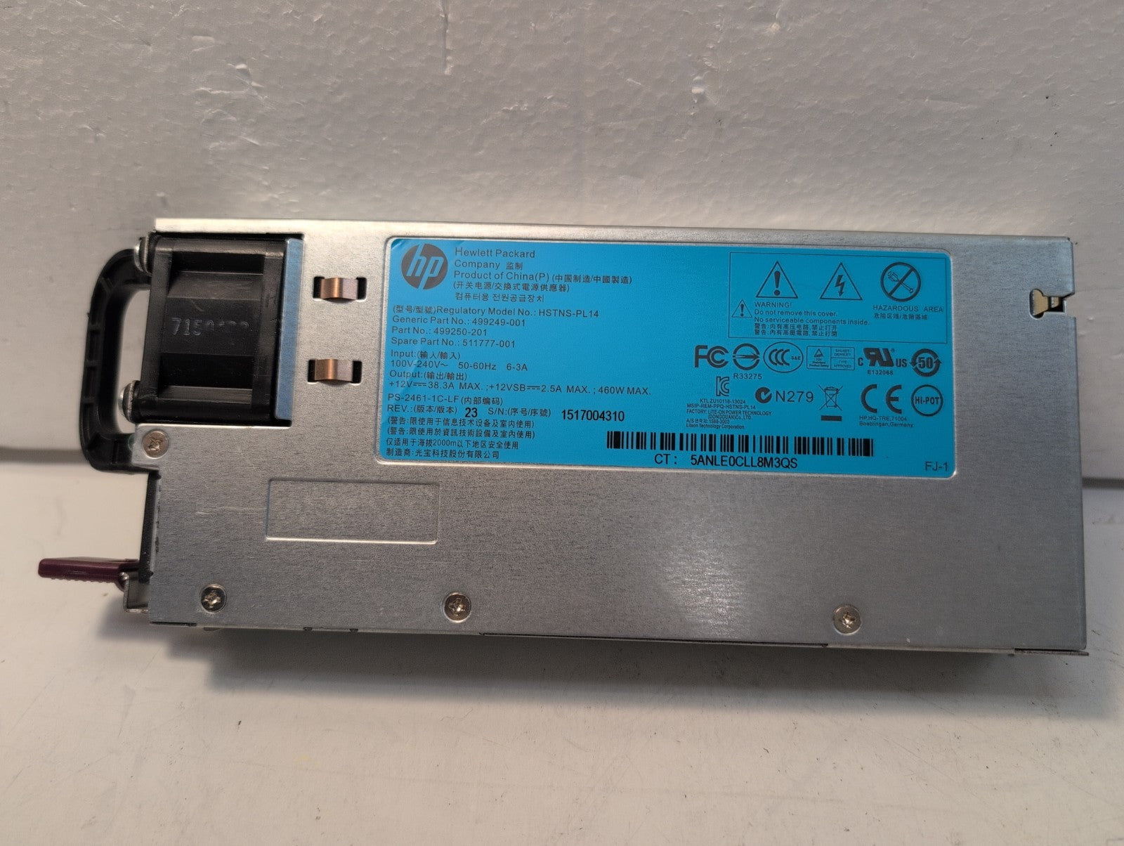 🔥 HP 460W DPS-460EB HSTNS-PD14/PR17/PL14 499249-001 511777-001 Server PSU -