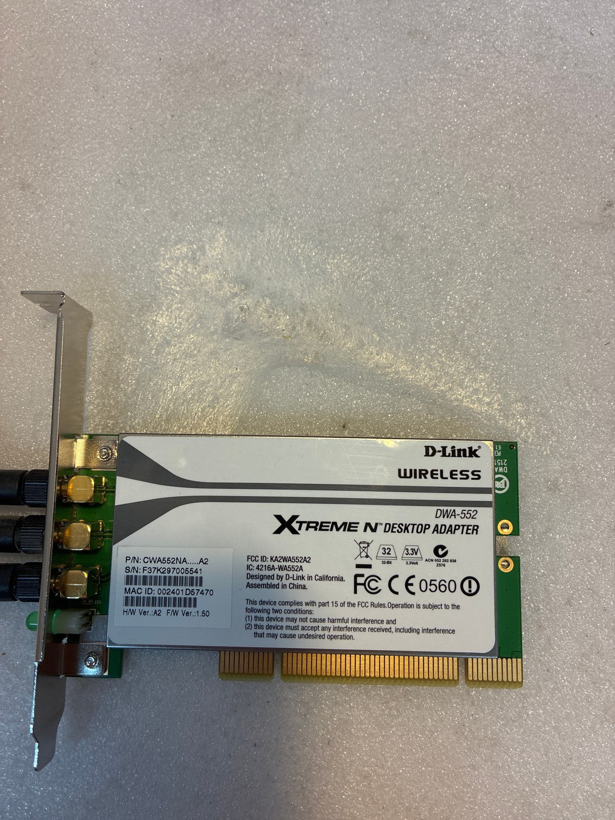 Lot of 2 Gigabit 🔥 Wireless D-Link DWA-552 & Netgear GA311 PCI Network Cards