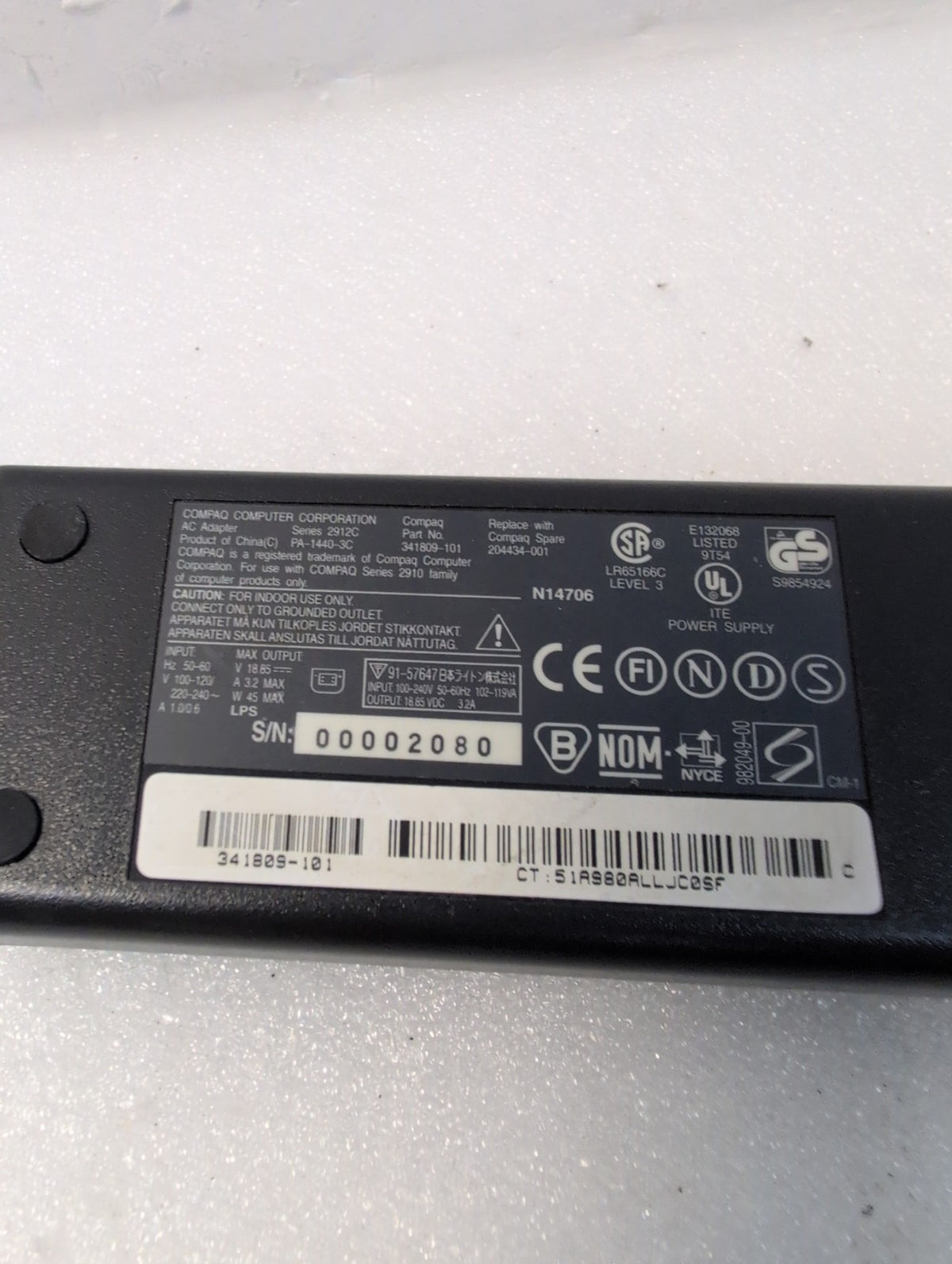 🎸 Compaq AC Adapter PA-1440-3C 18.85V 3.2A 45W for Compaq Series 341809-101