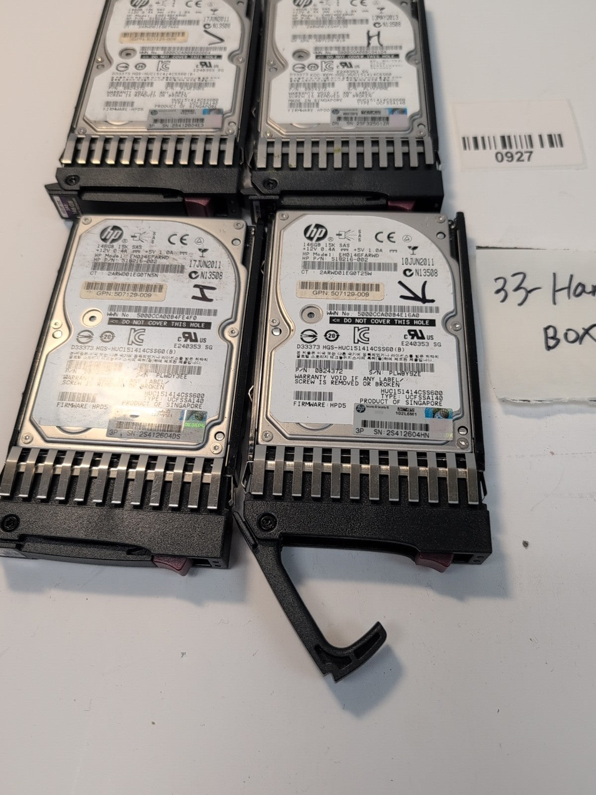 4x HP 512744-001 518216-002 0B24372 2.5" 146GB 15K RPM SAS Hard Drive -