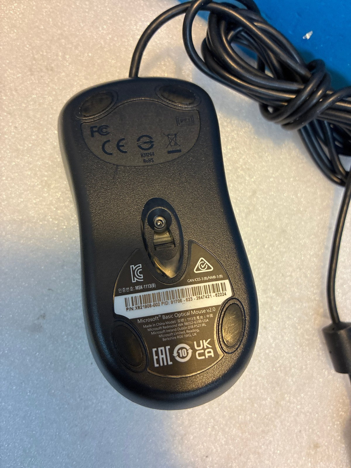 🔥 Microsoft Basic Optical Mouse v2.0 X821908-002 USB Wired Black Model 1113