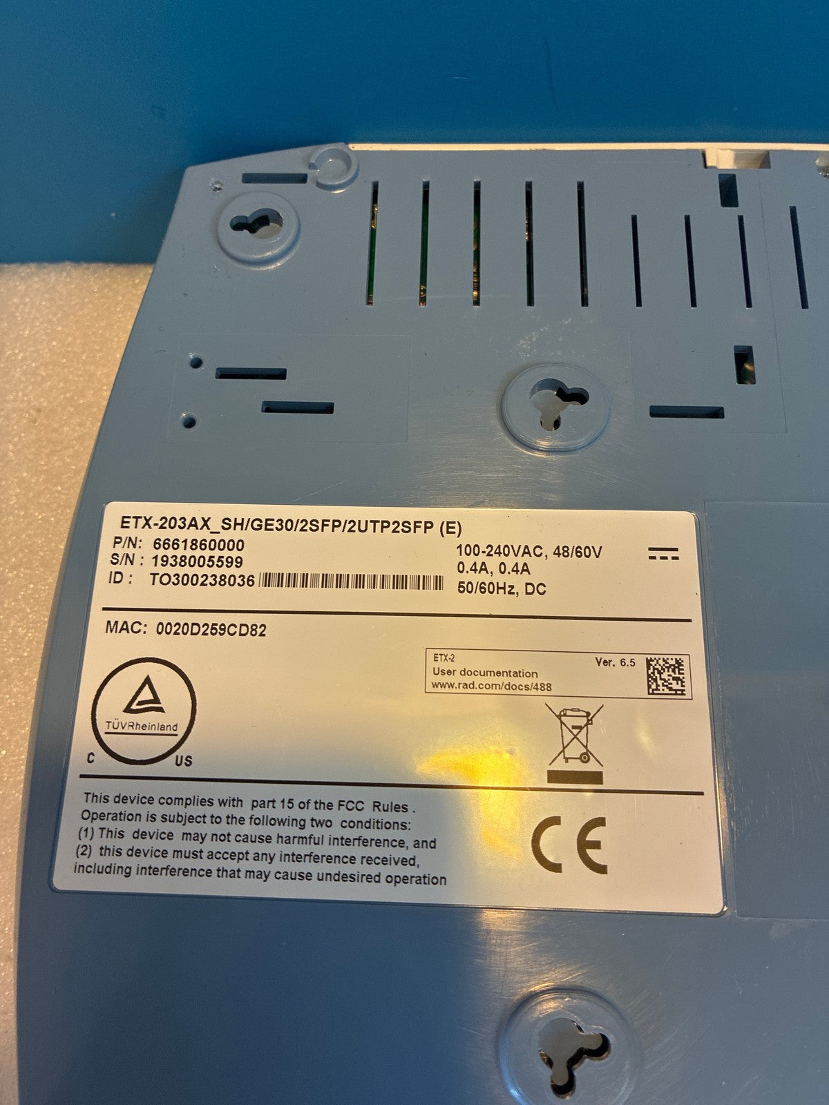 🔥 RAD ETX-203AX_SH/GE30 Carrier Ethernet Demarcation Device NID 6-Port GbE