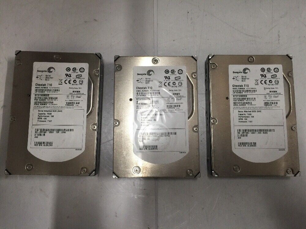 - 3x Dell Seagate 73GB SAS 10K 3.5" HDD  ST373355SS 0RY489 RY489 @@@