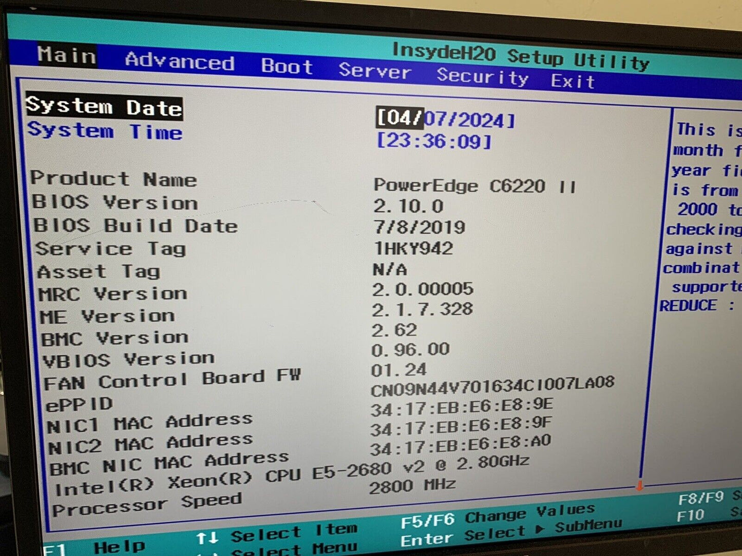Dell PowerEdge C6220 II 4 Node 24 Port (8x) Xeon E5-2680 v2 / 512GB RAM / 2x PSU
