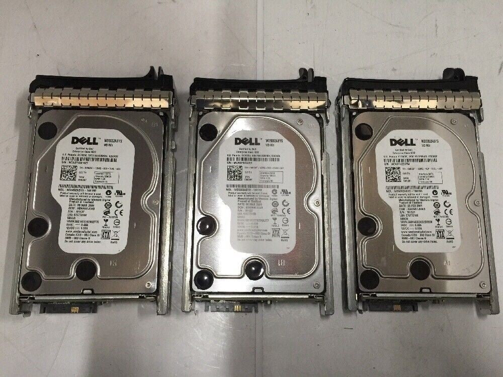 + LOT OF 3 DELL 0M020F 500GB SATA 7.2K WD5002ABYS w/ INTERPOSER BOARD @@@