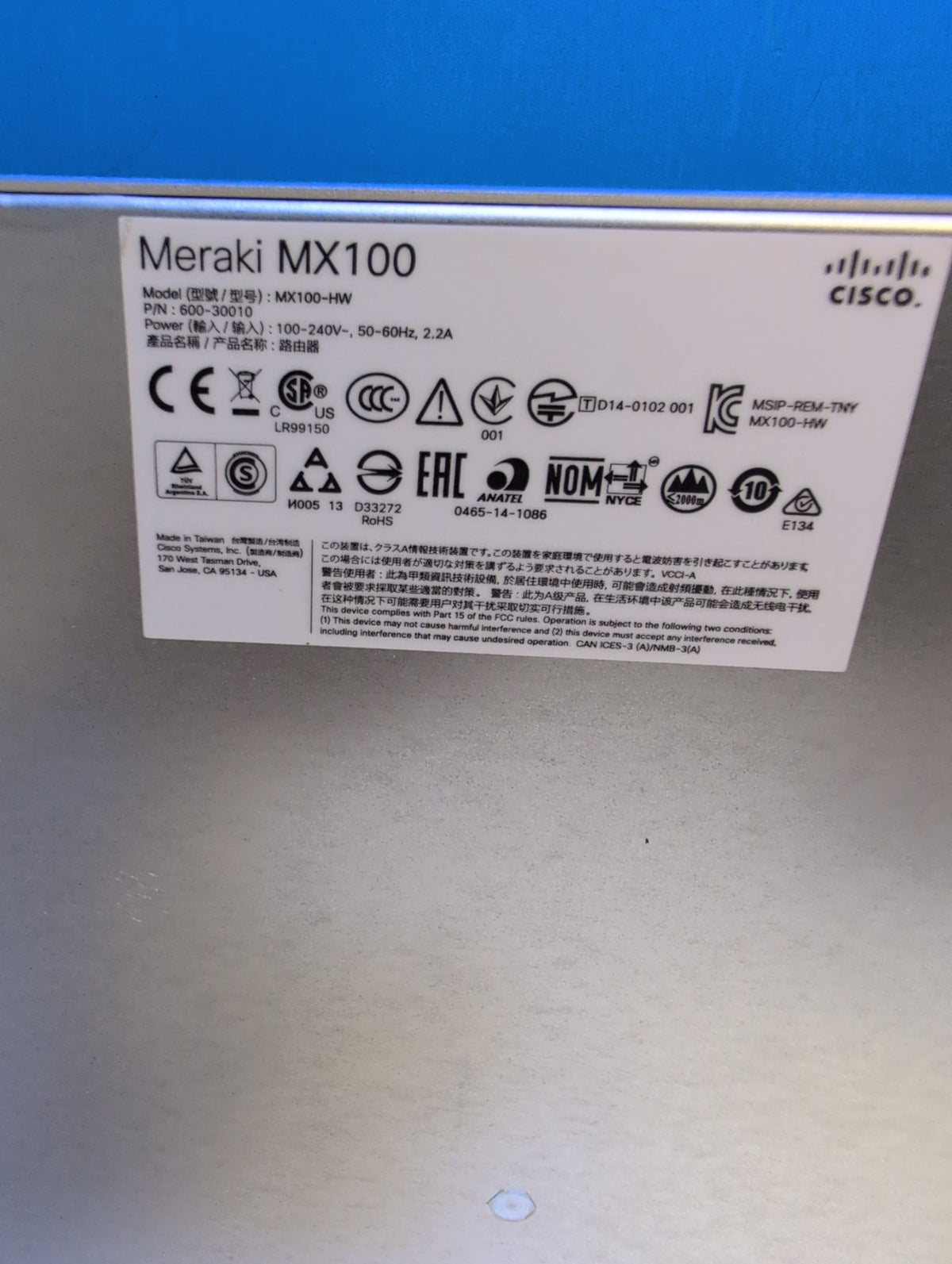 🎸 Cisco Meraki MX100-HW Firewall Security Appliance (Lot of 2)