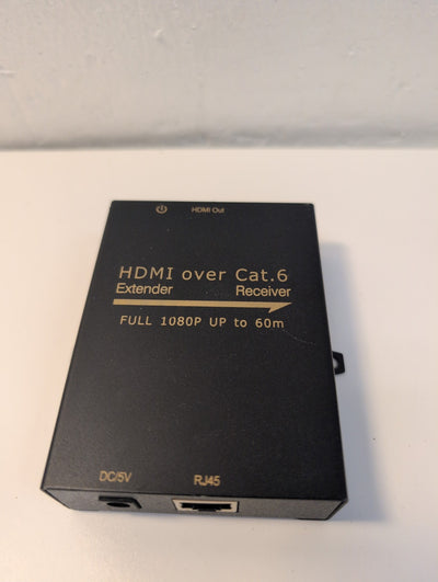 HDMI over Cat6 Extender Receiver Unit 1080P  RJ45 to HDMI (NO POWER, AS IS) - -