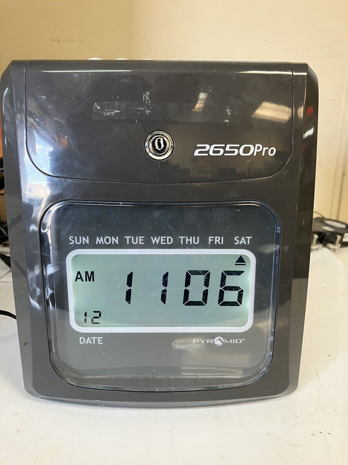 ~ Pyramid 2650 Card Punch 6 Column Auto Aligning Digital Time Clock (No Keys)