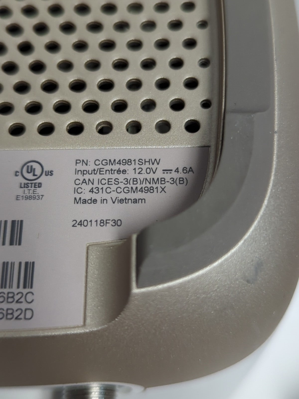 ROGERS CGM4981 CGM4981SHW 3.1 Tri-Band Wi-Fi 6 Panoramic Gateway Router W/AC -