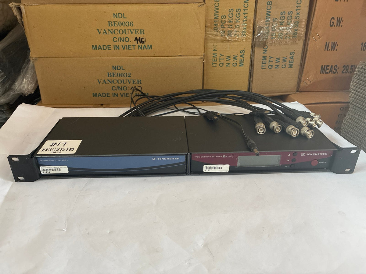 🔥 Sennheiser EW100 G2 True Diversity Receiver + ASP 2 Antenna Splitter Rack Bun