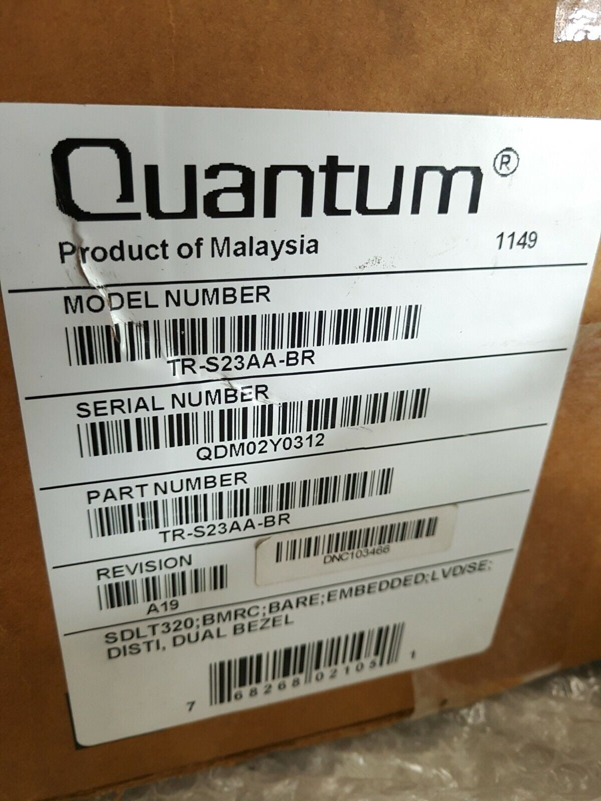 - NEW IN BOX Quantum SDLT320 SCSI TAPE DRIVE TR-S23AA-XX 