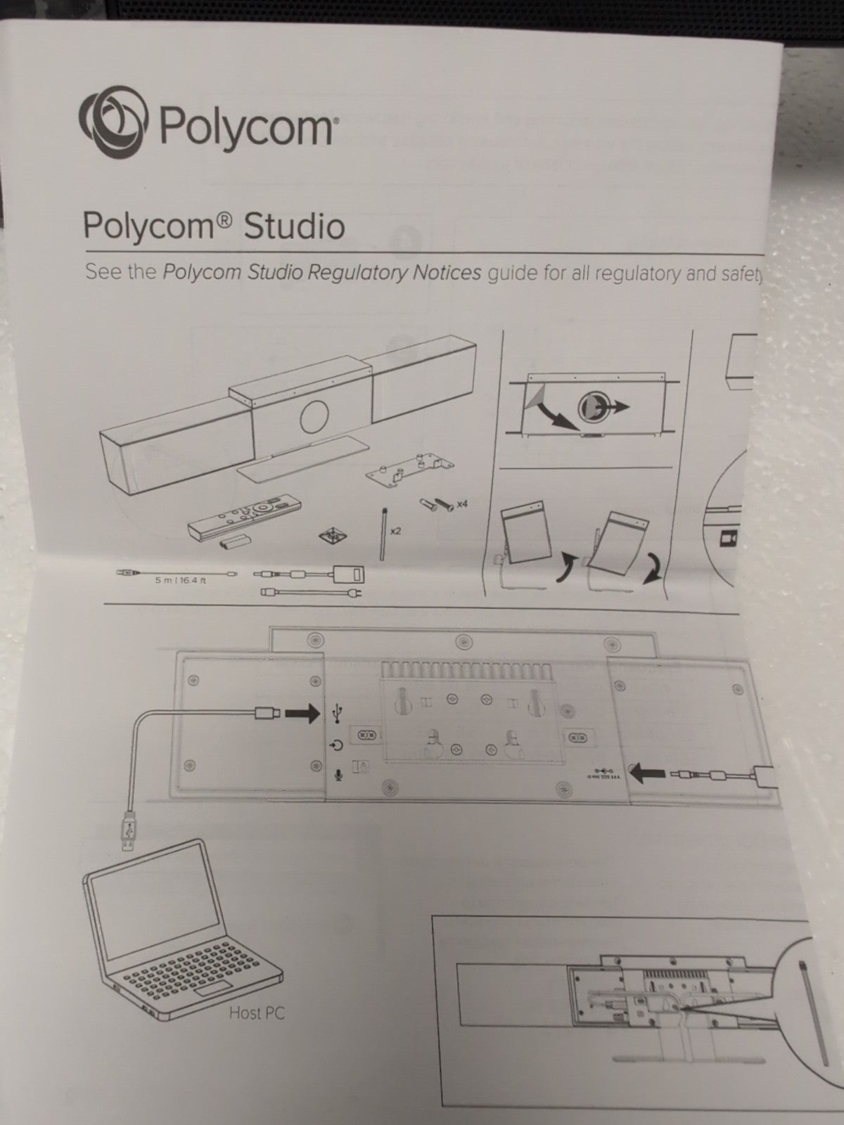 Polycom Studio P009 USB Speaker Video Conference Bar 4K W/Wall mount (NO AC) -