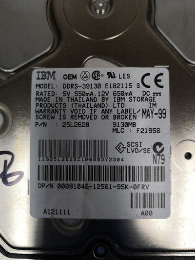 - IBM DDRS-39130 25L2620   9.1GB   80 pin Ultra 2 SCSI Hard Drive @@@