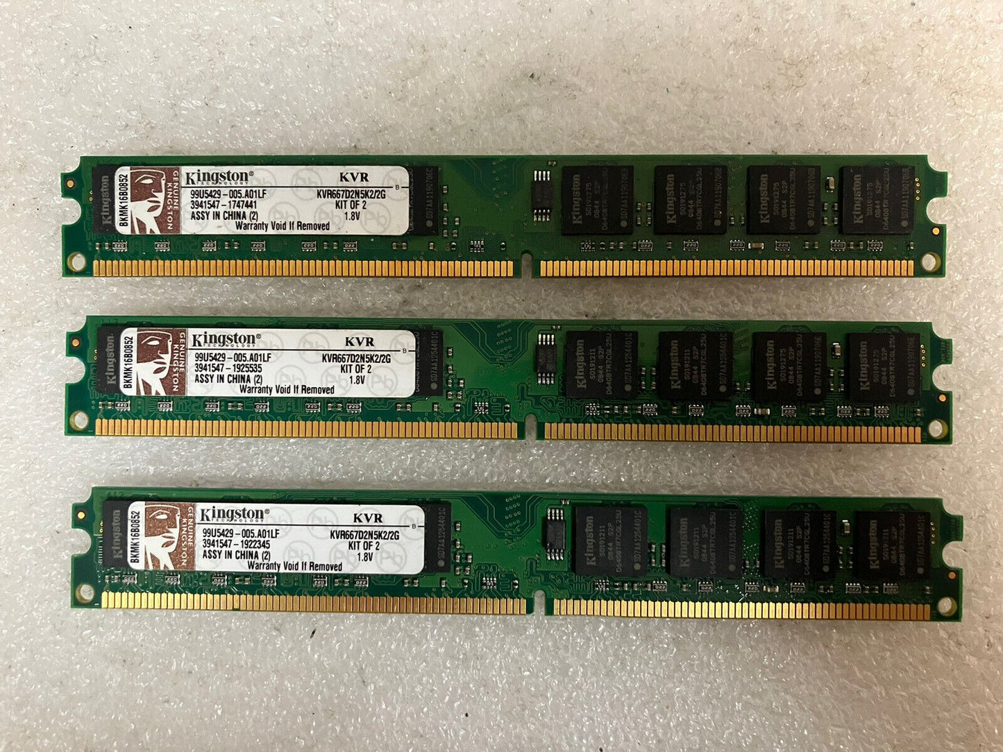 ~ (3x 1GB) Kingston KVR667D2N5K2/2G PC2-5300 DDR2-667 Slim Desktop DIMM Memory