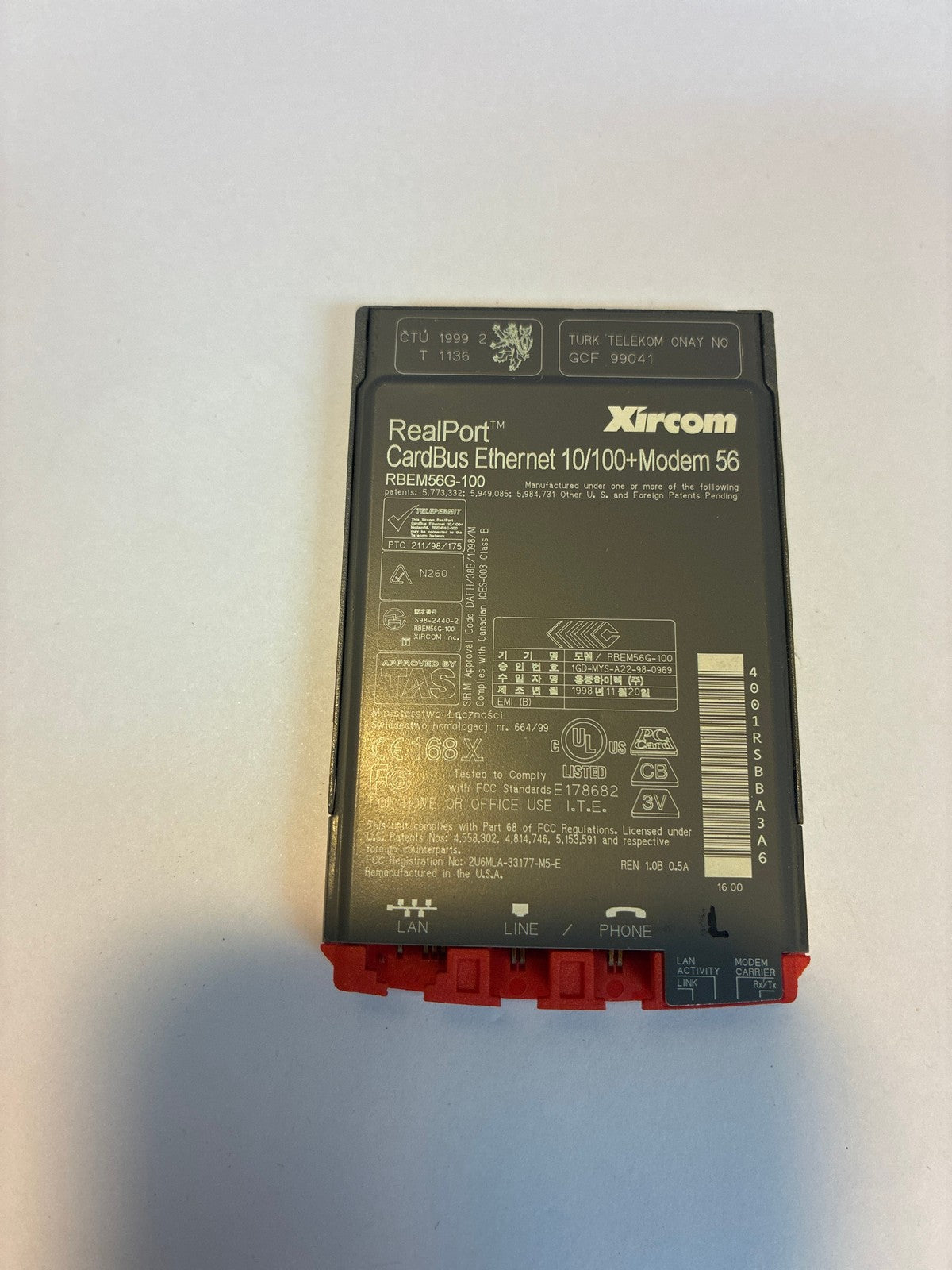 🔥 Xircom RealPort CardBus Ethernet 10/100 + Modem 56 RBEM56G-100 PC Card