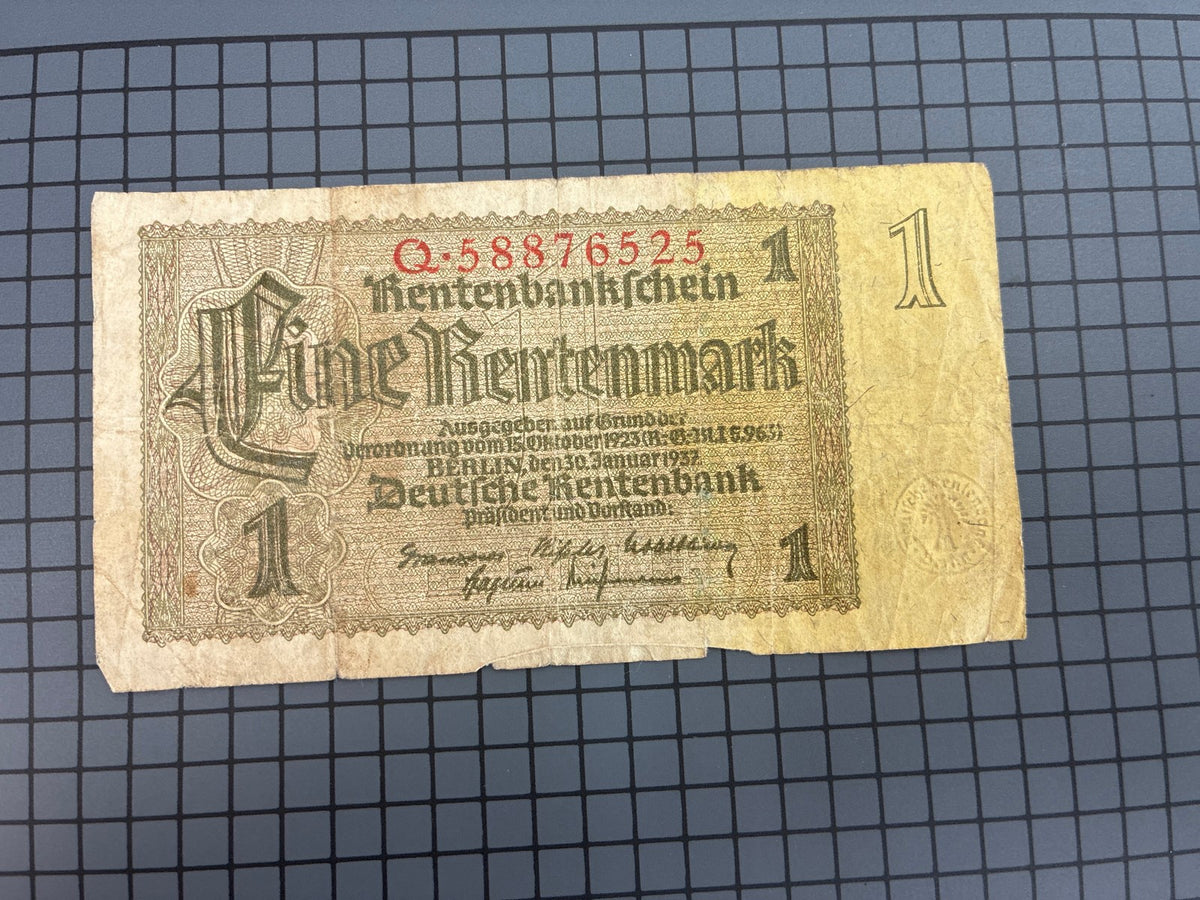 🔥 1937 Germany 1 Rentenmark Banknote Deutsche Rentenbank Berlin Q.58876525