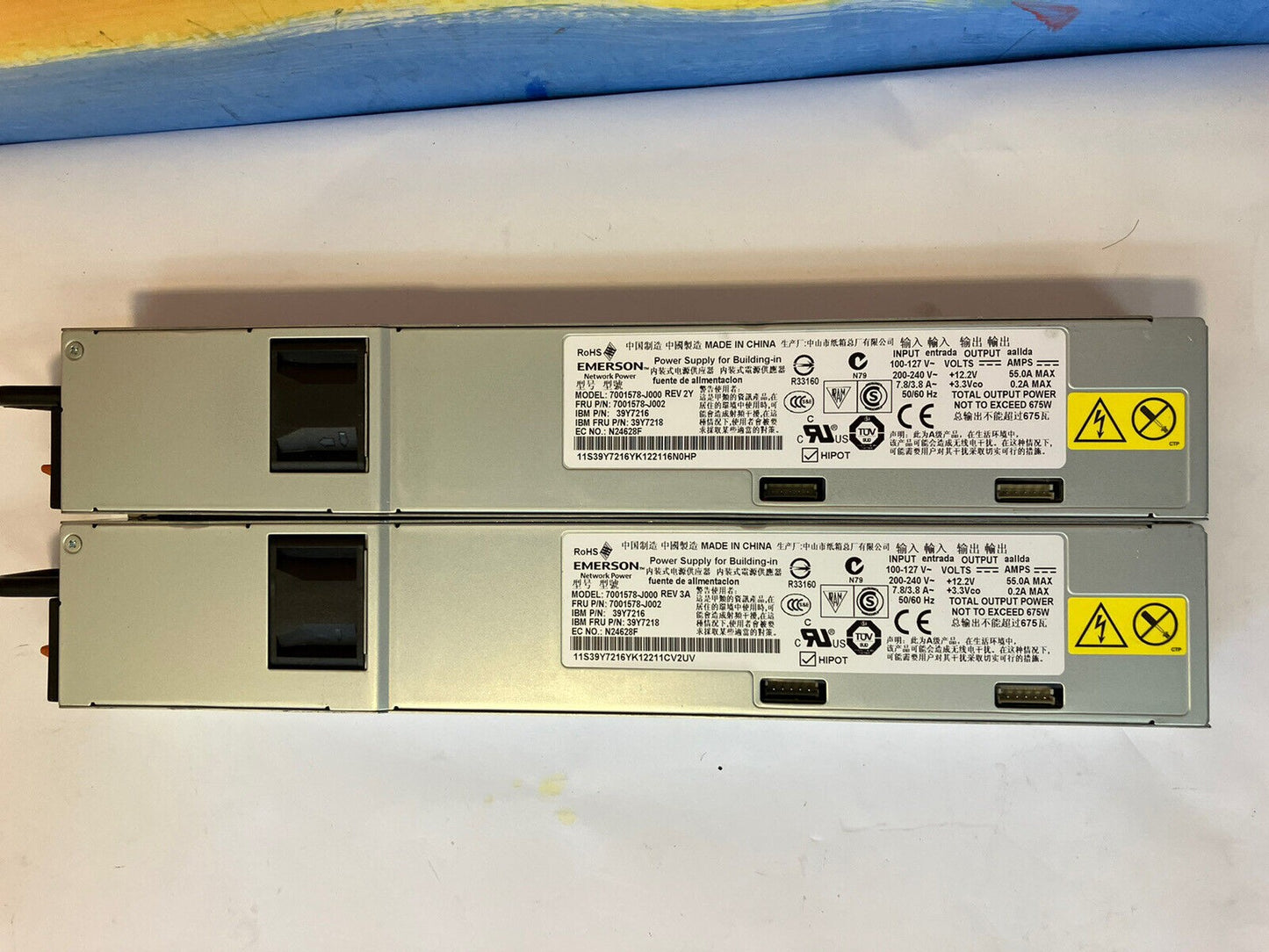 ~ 2x IBM Emerson 675w Power Supply 7001578-J000 39Y7218 39Y7216