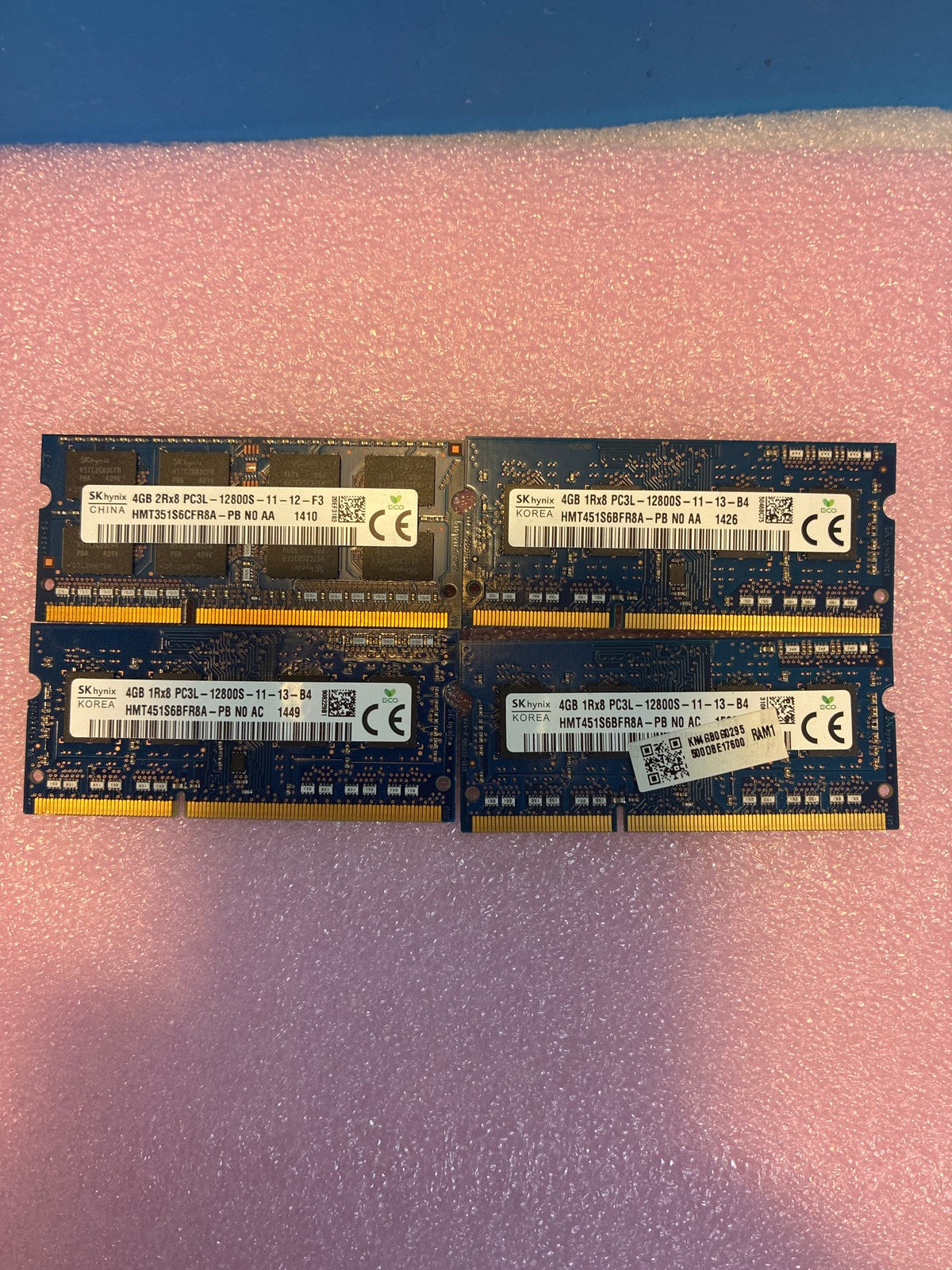 🔥 SK Hynix DDR3L SO-DIMM HMT451S6BFR8A-PB 4GB 1600MHz Laptop RAM Lot of 4