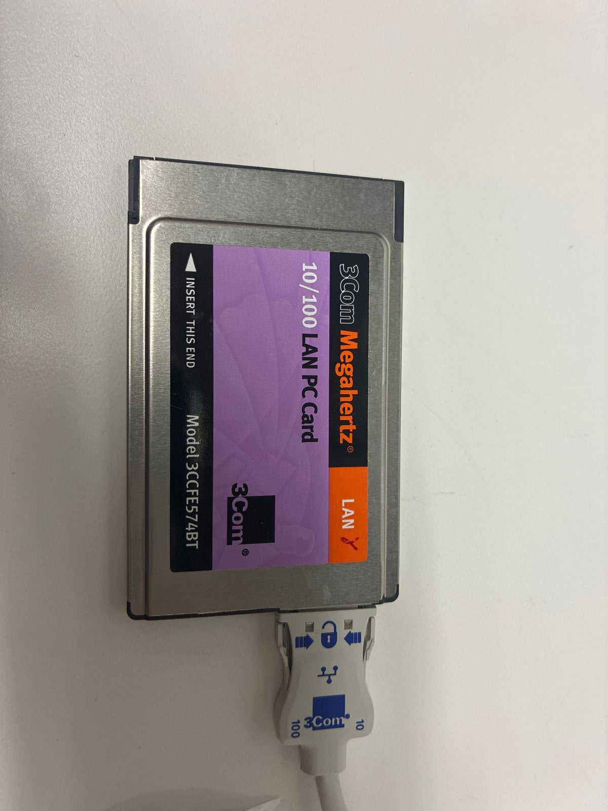🔥 3Com Megahertz 10/100 LAN PC Card 3CCFE574BT with RJ-45 Dongle