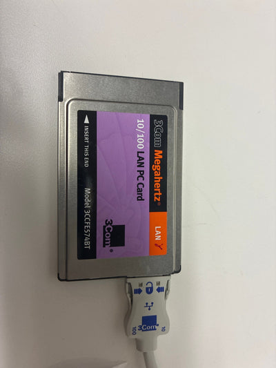 🔥 3Com Megahertz 10/100 LAN PC Card 3CCFE574BT with RJ-45 Dongle