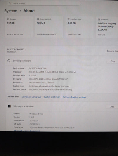 Lenovo ThinkCentre M710e 10UR001LUS SFF Desktop i5-7400 8GB RAM 1TB HDD Win 11 -