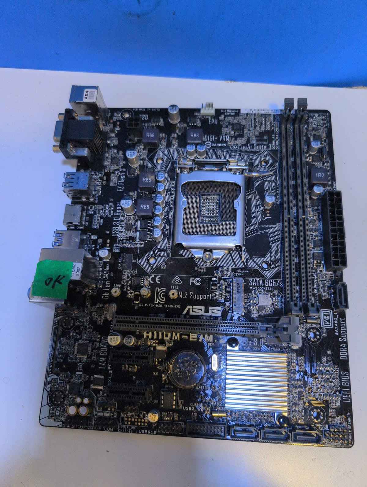 🎸 ASUS H110M-E/M.2 LGA1151 DDR4 Micro-ATX Motherboard (NO Back Plate) Tested