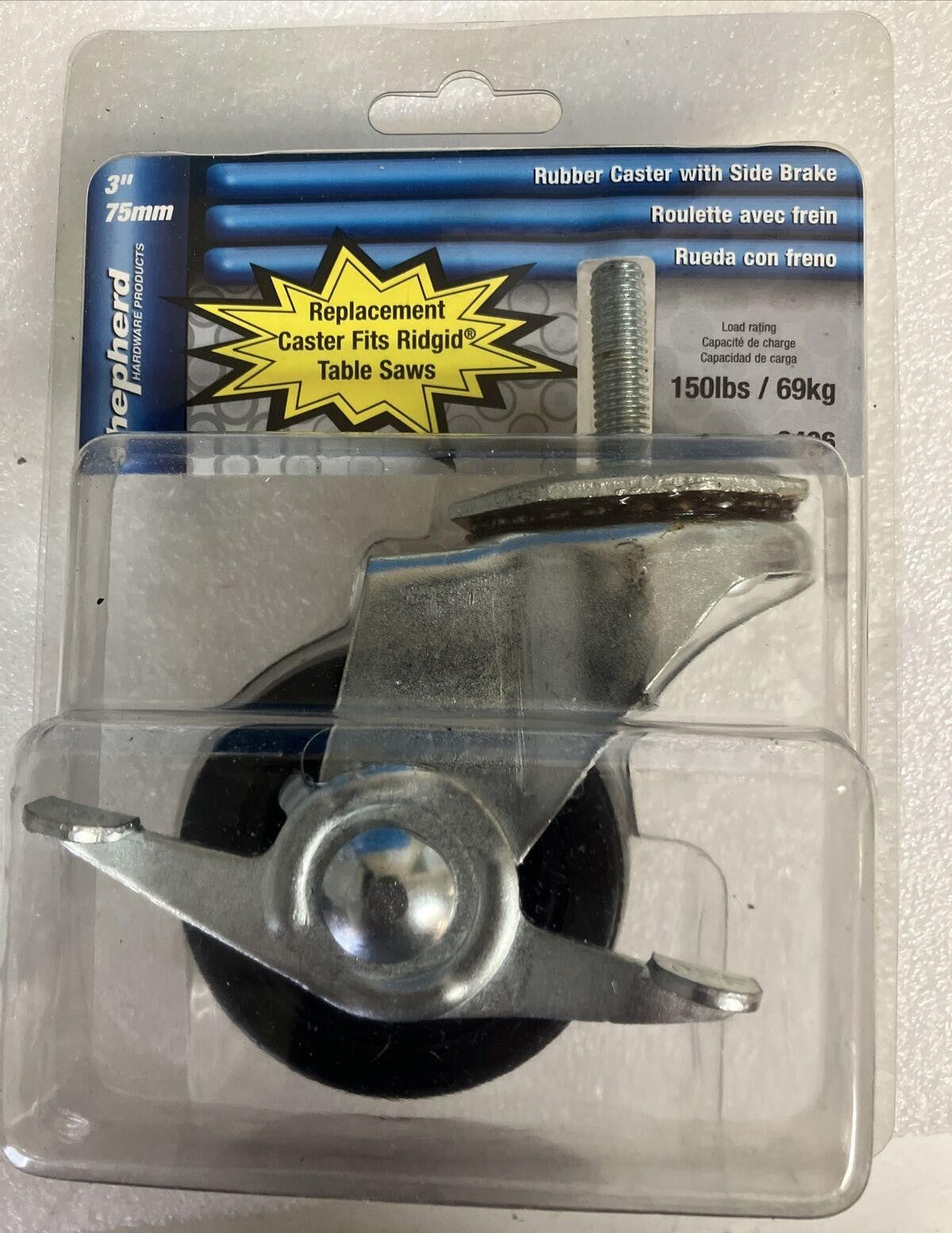 4x Shepherd Hardware Soft Rubber Swivel Caster 3" Inch 150 LB Capacity 9496 ~