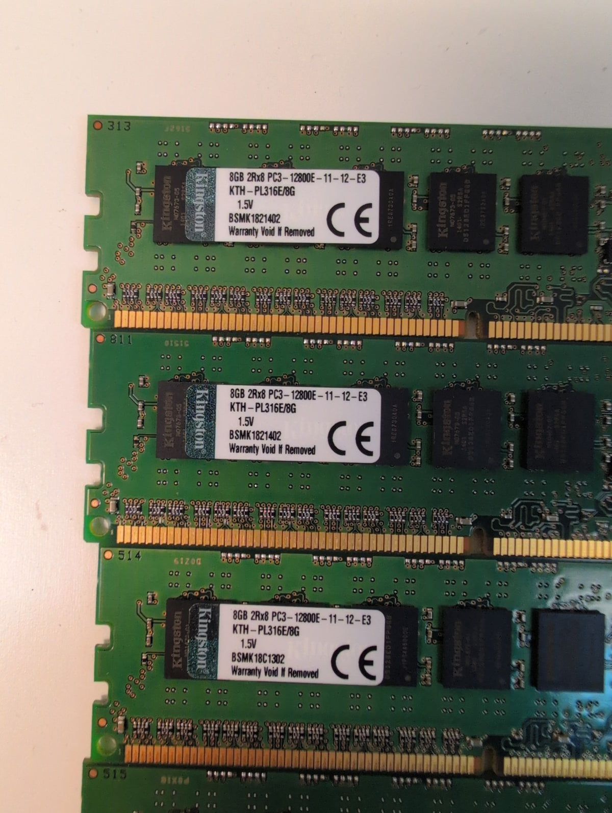 Kingston KTH-PL316E/8G 8GB DDR3 ECC Unbuffered DIMM PC3-12800E Lot of 6 -