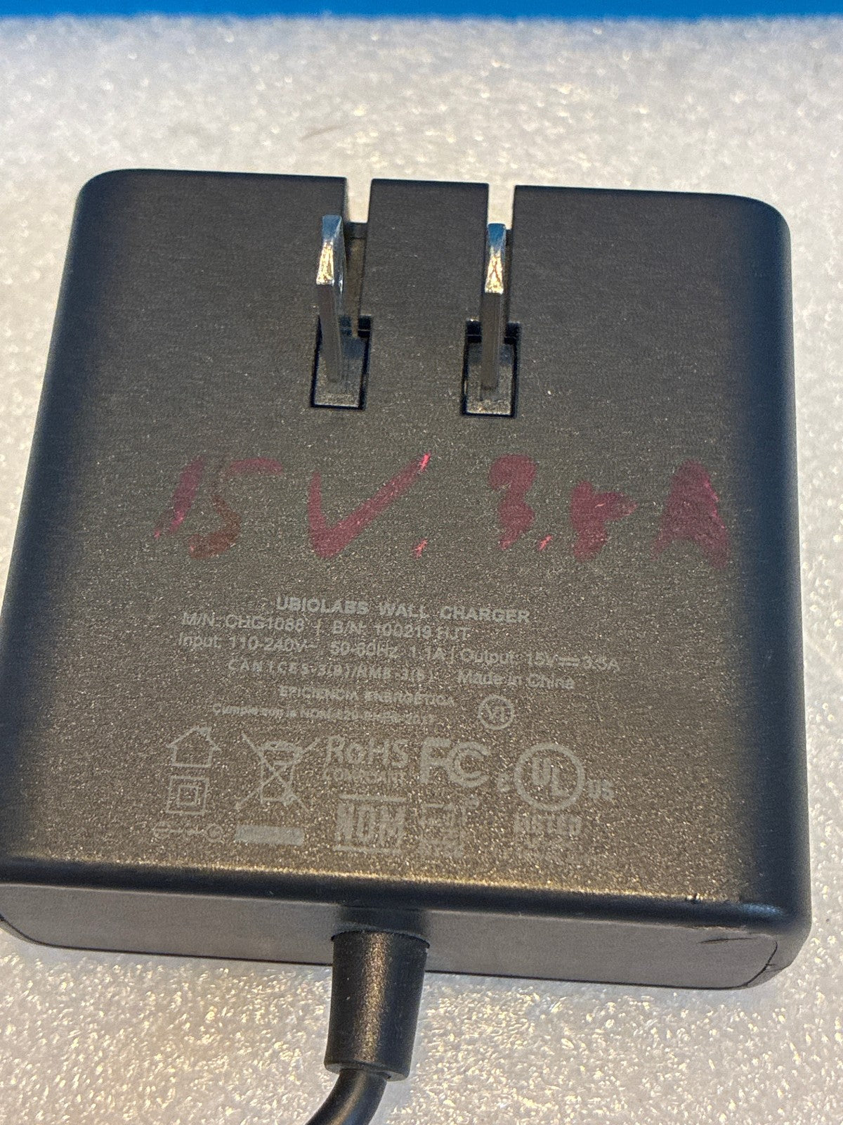 🔥 UbioLabs CHG1088 15V 3.5A AC Adapter Wall Charger, Barrel DC Connector