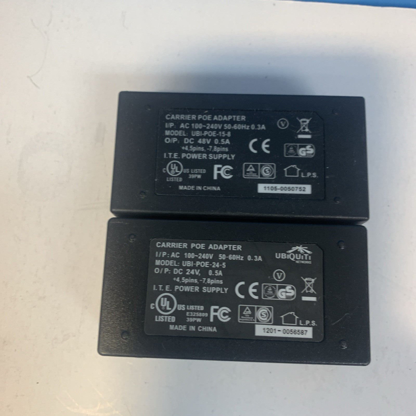 Lot of 2 Ubiquiti Networks Carrier PoE Adapter UBI-POE-15-8