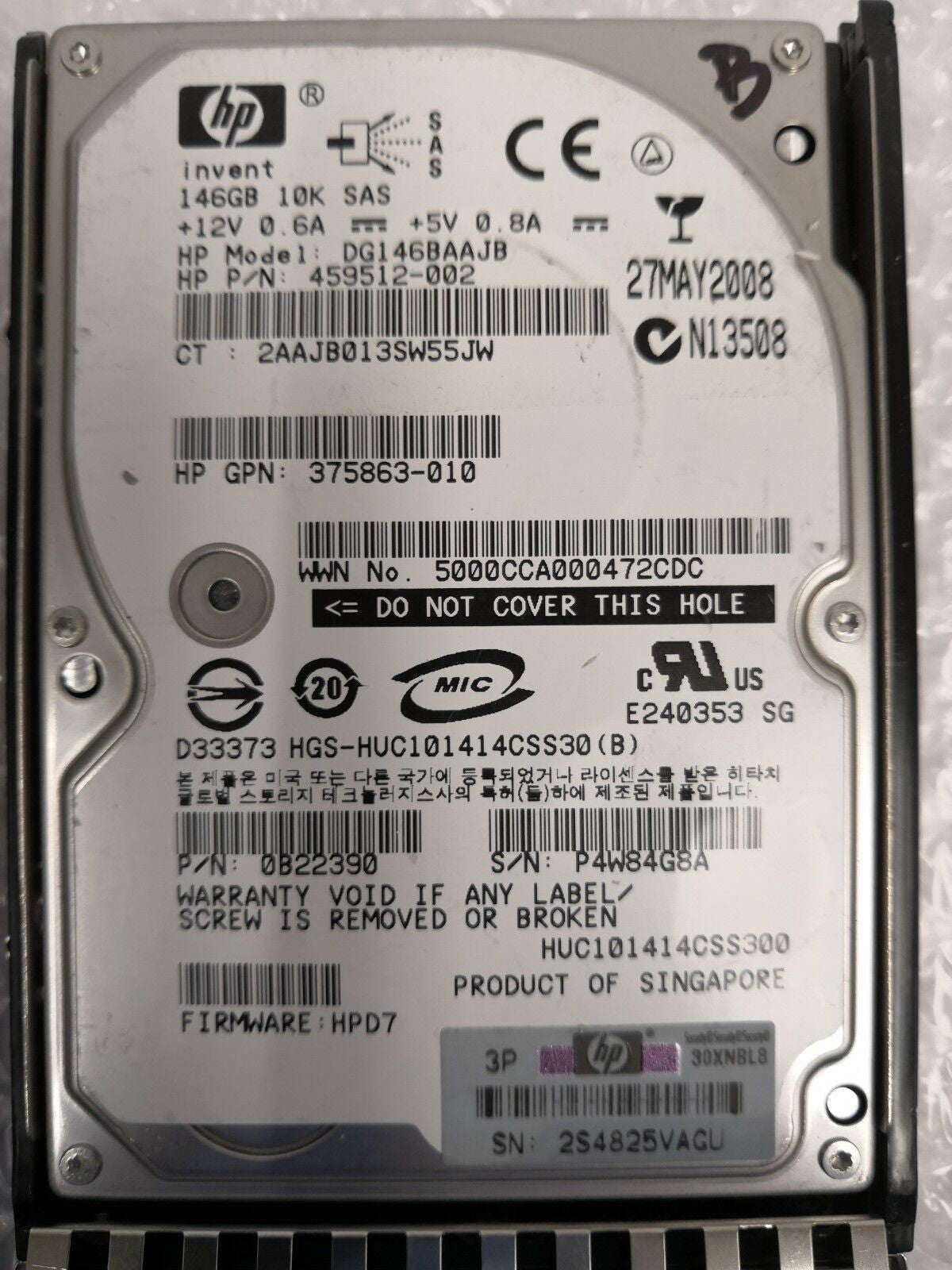 + *LOT OF 2* HP DG146BAAJB 459512-002 f/w: HPD7 146GB SAS @@@
