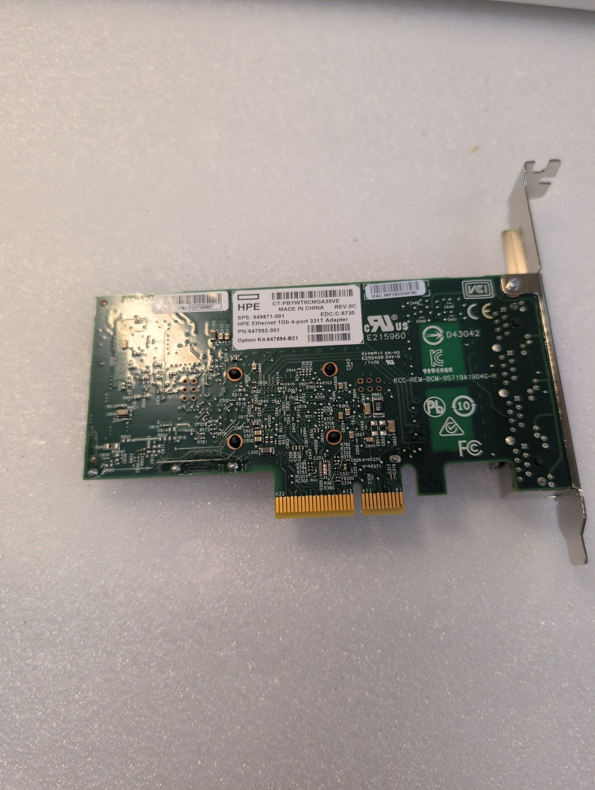 🎸 HPE Ethernet 1Gb 4-Port 331T Adapter PCIe Network Card 647592-001