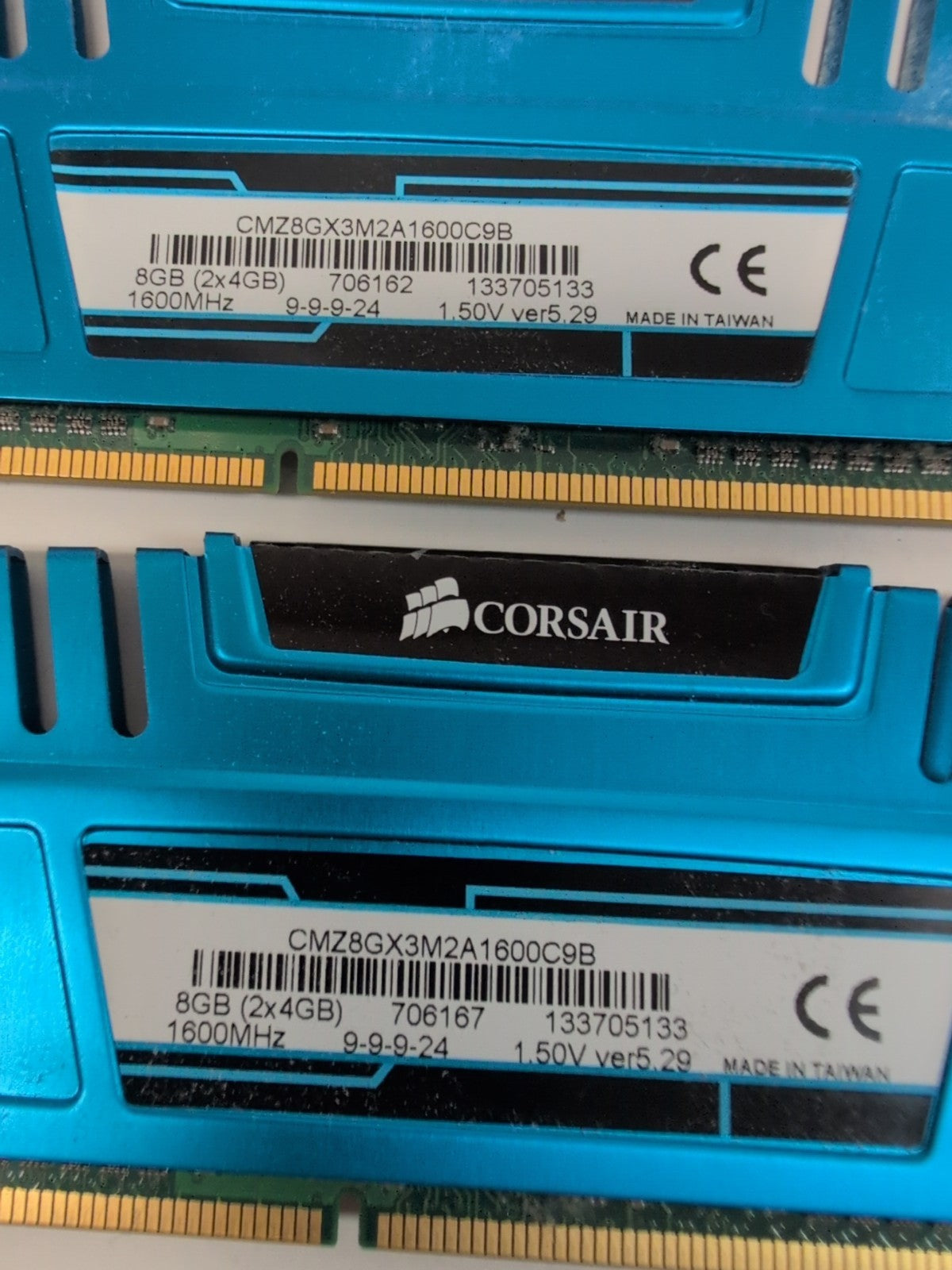 8GB(4GBx2) Corsair CMZ8GX3M2A1600C9B Vengeance Blue PC3-12800 1600mHz DDR3 RAM -