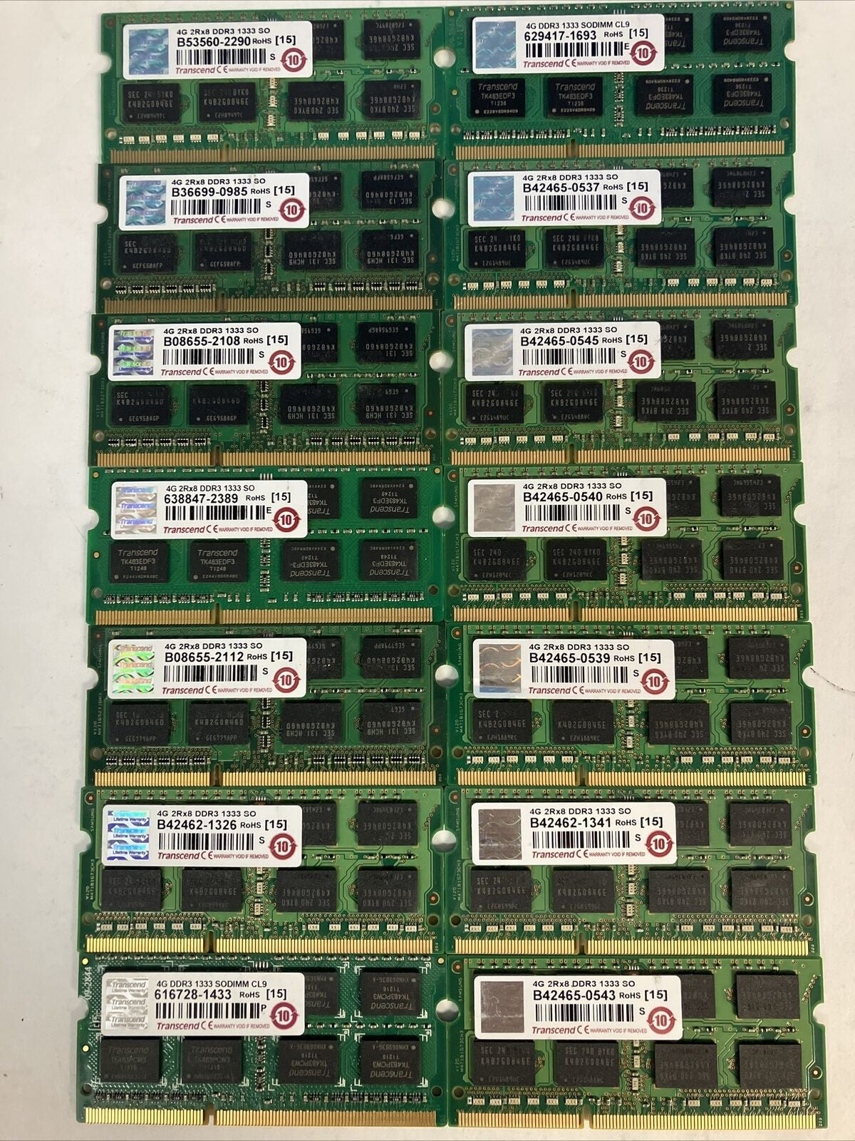 (2x 4GB) Transcend PC3L-10600 DDR3-1333 2Rx8 SO-DIMM Laptop RAM Memory ~