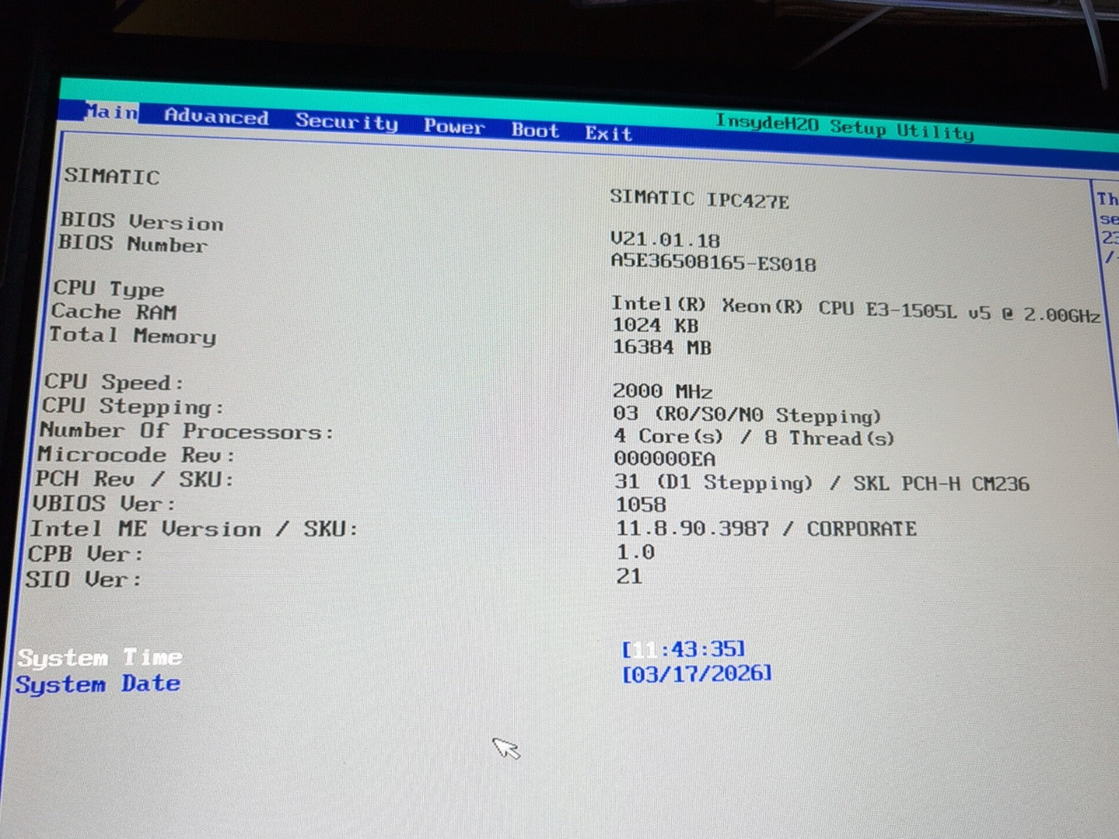 SIEMENS SIMATIC IPC427E PC 6AG4141-7DE38 XEON E3-1505L v5/16GB/480GB SSD (Read)-